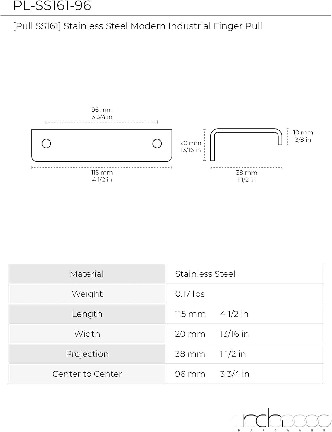 Tab Modern 3.75" Center to Center Bar Pull