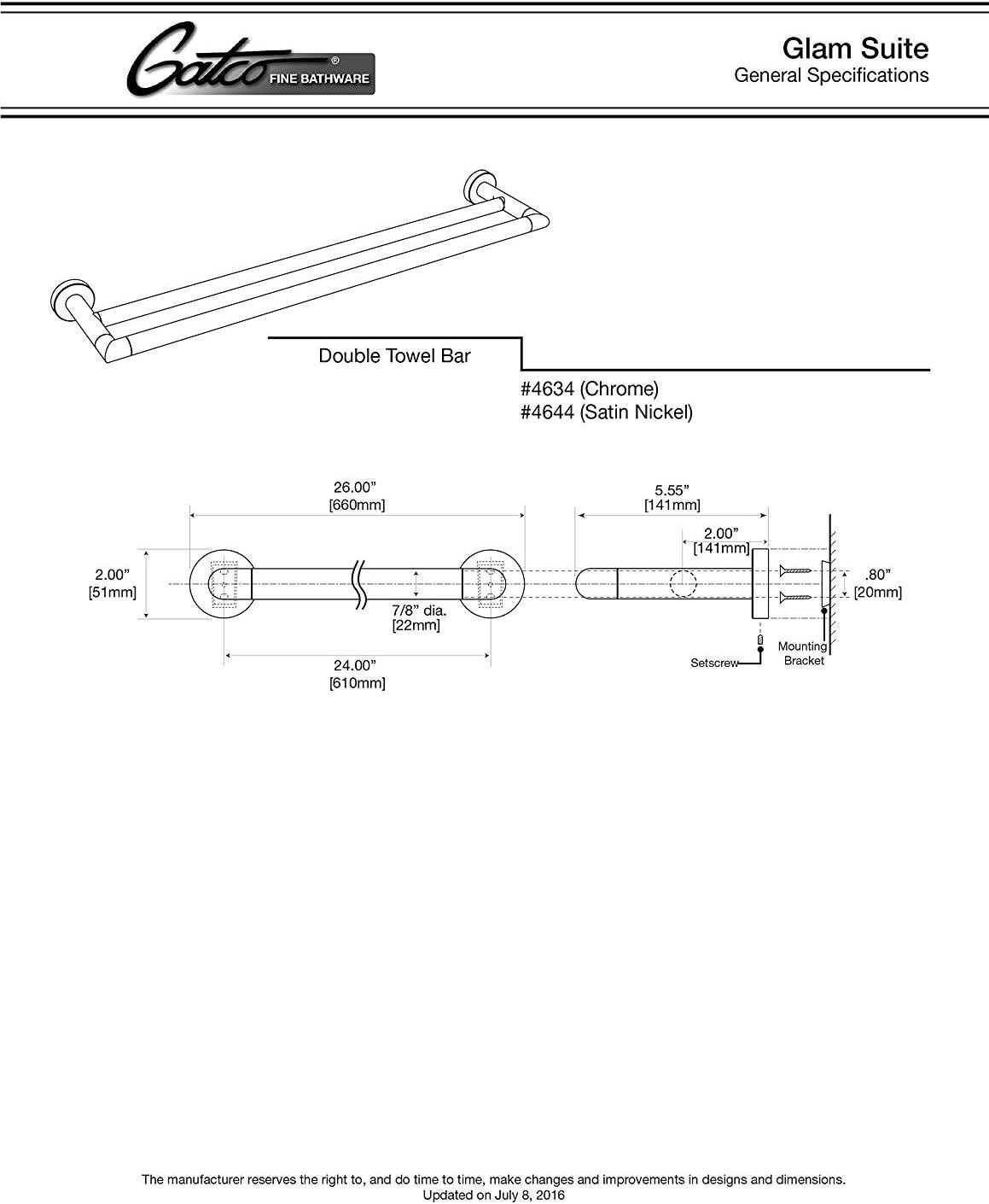 Glam Double 24" Wall Mounted Double Towel Bar | Towel Rack with 2 Bars