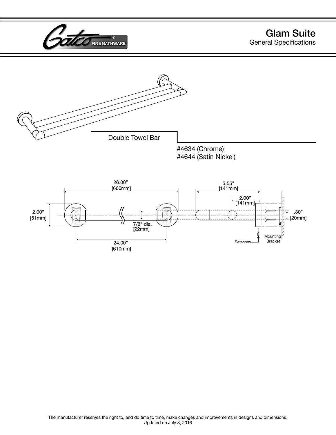 Glam Double 24" Wall Mounted Double Towel Bar | Towel Rack with 2 Bars