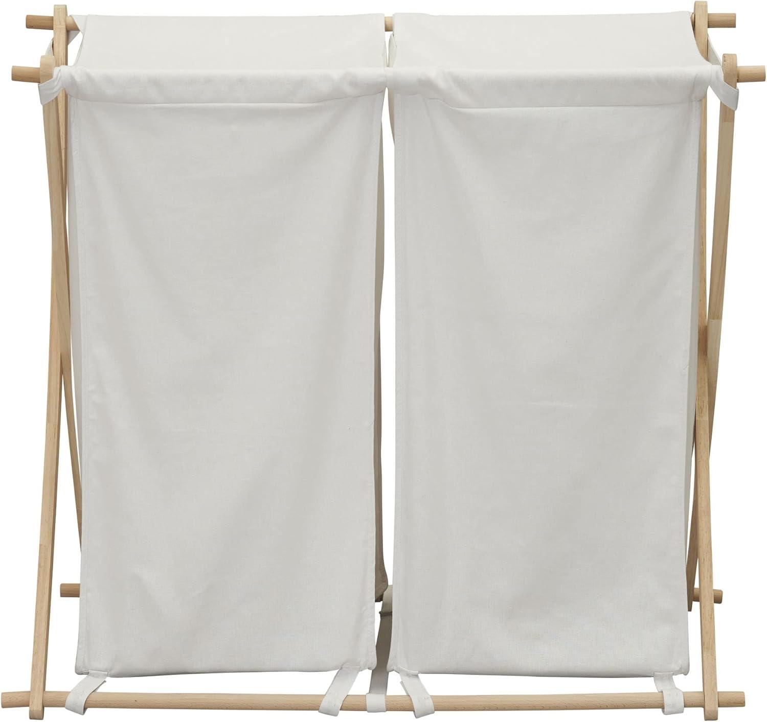 Household Essentials Wood X-Frame Double Sorter White: Removable Liner, 40 lb Capacity, Clothes Drying Rack