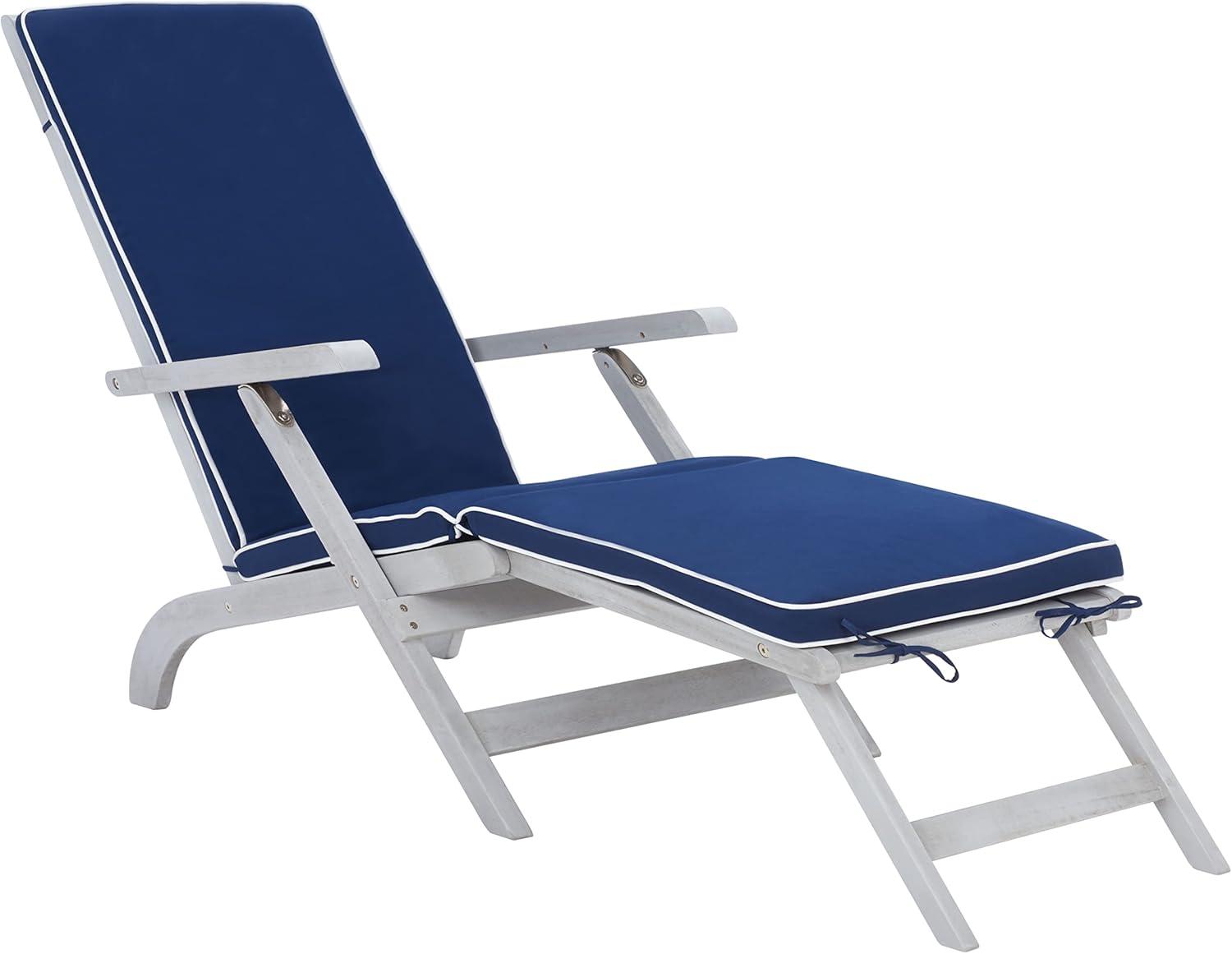 Palmdale Lounge Chair - Outdoor - PAT7015 - Grey/Navy -Safavieh