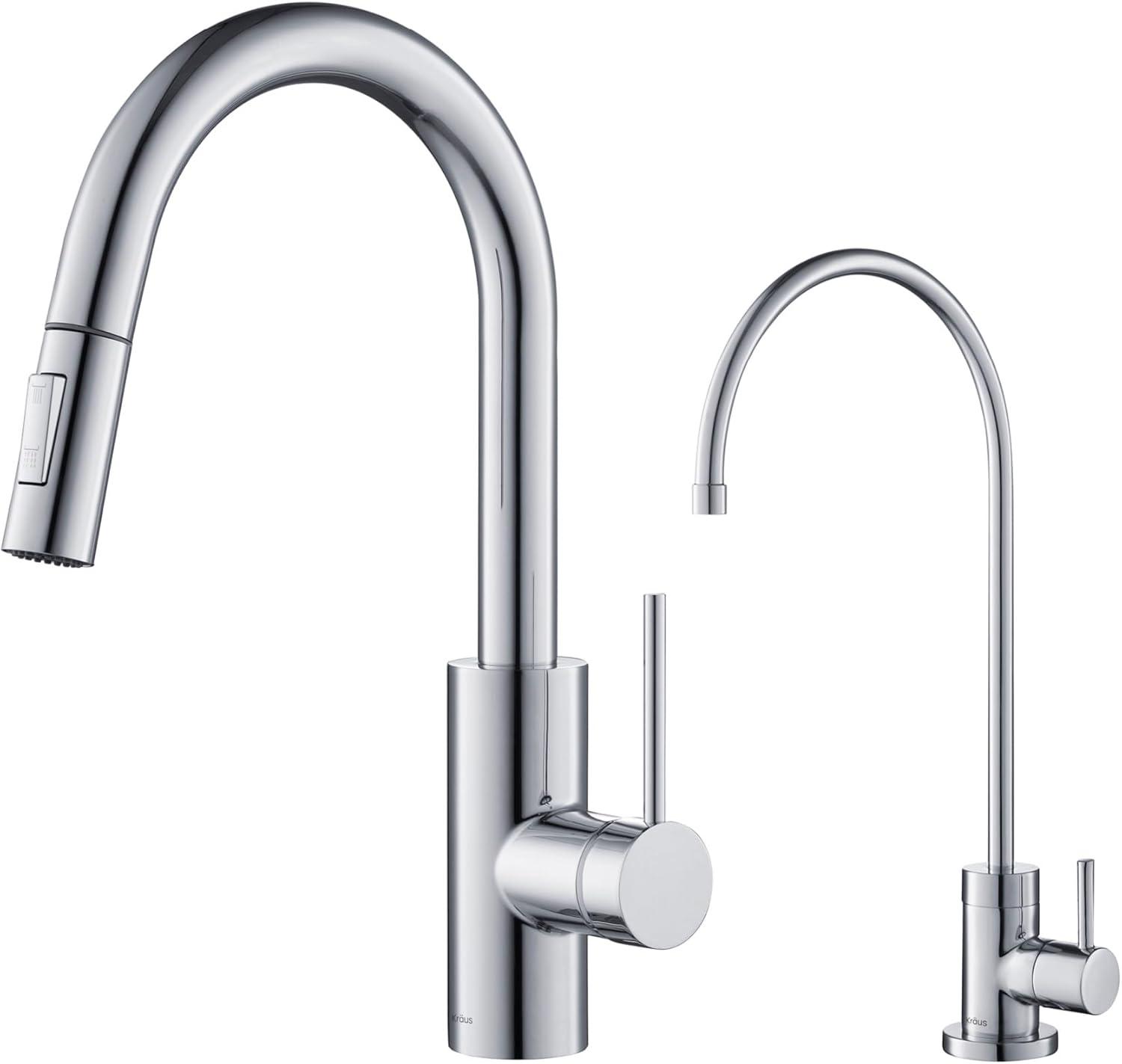 Chrome Modern Pull-Down Kitchen Faucet with Spray