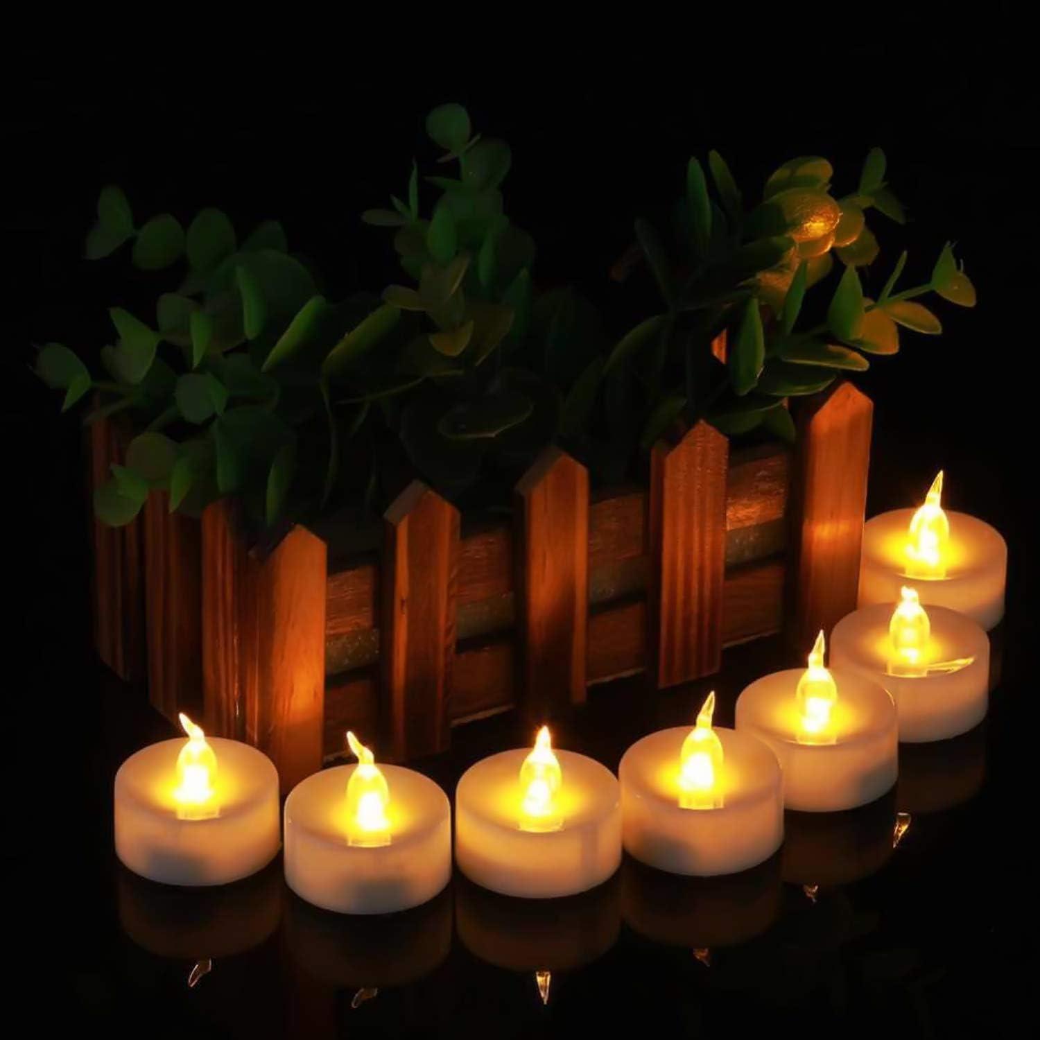Novelty Place 12 Pcs Flameless LED Tea Light Candles Flickering Electric Tealight Candles Battery-Powered