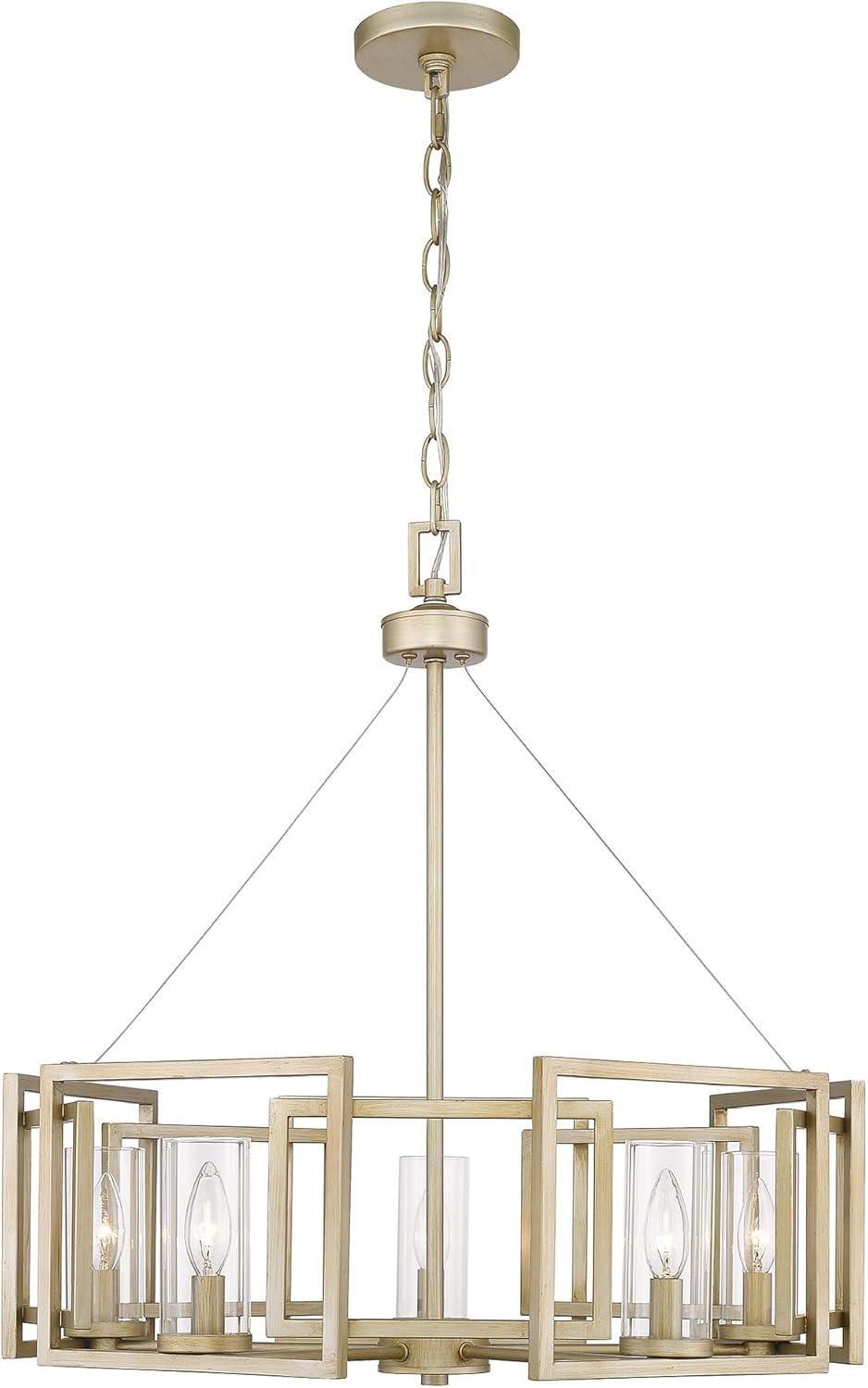 Golden Lighting Marco 5-Light Chandelier in White Gold with Clear Glass
