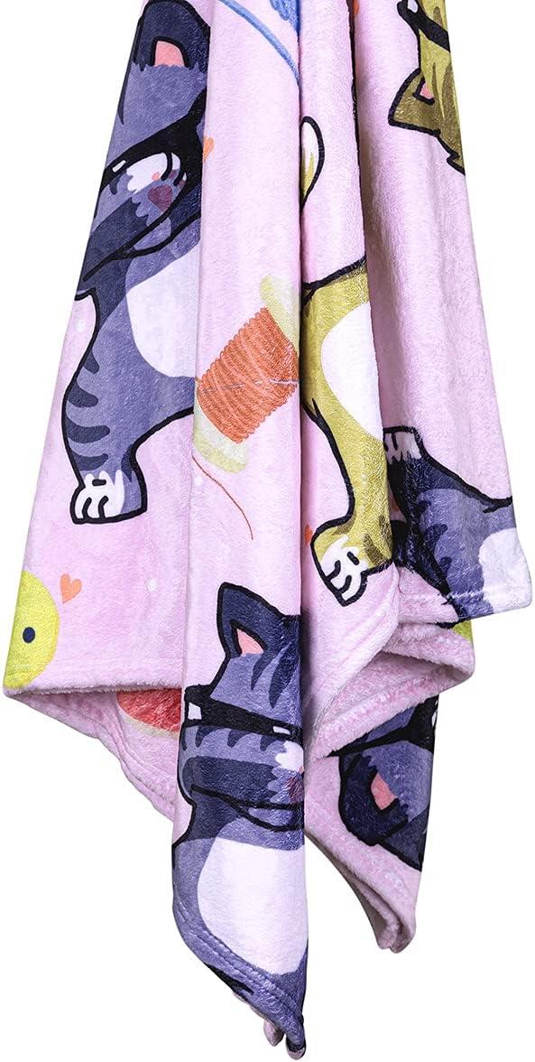 Cat Throw Blanket, Super-Soft Adorable Extra-Large Kitty Cat Blanket for Women, Teens, Kids, Girls, Kittens and Cat Lovers, Fleece Cats Blanket (50in x 60in) Warm and Cozy Throw for Bed Couch or Sofa