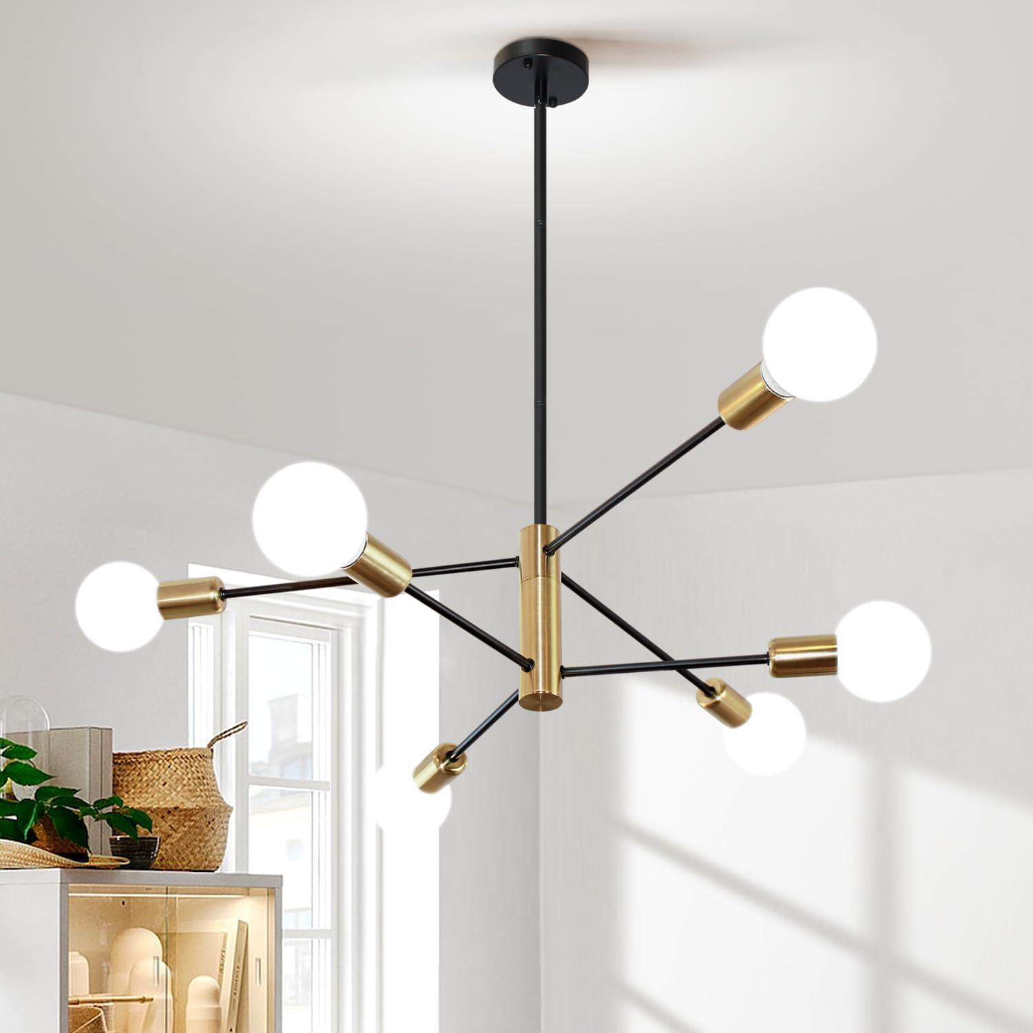 Black and Gold 6-Light Sputnik Chandelier