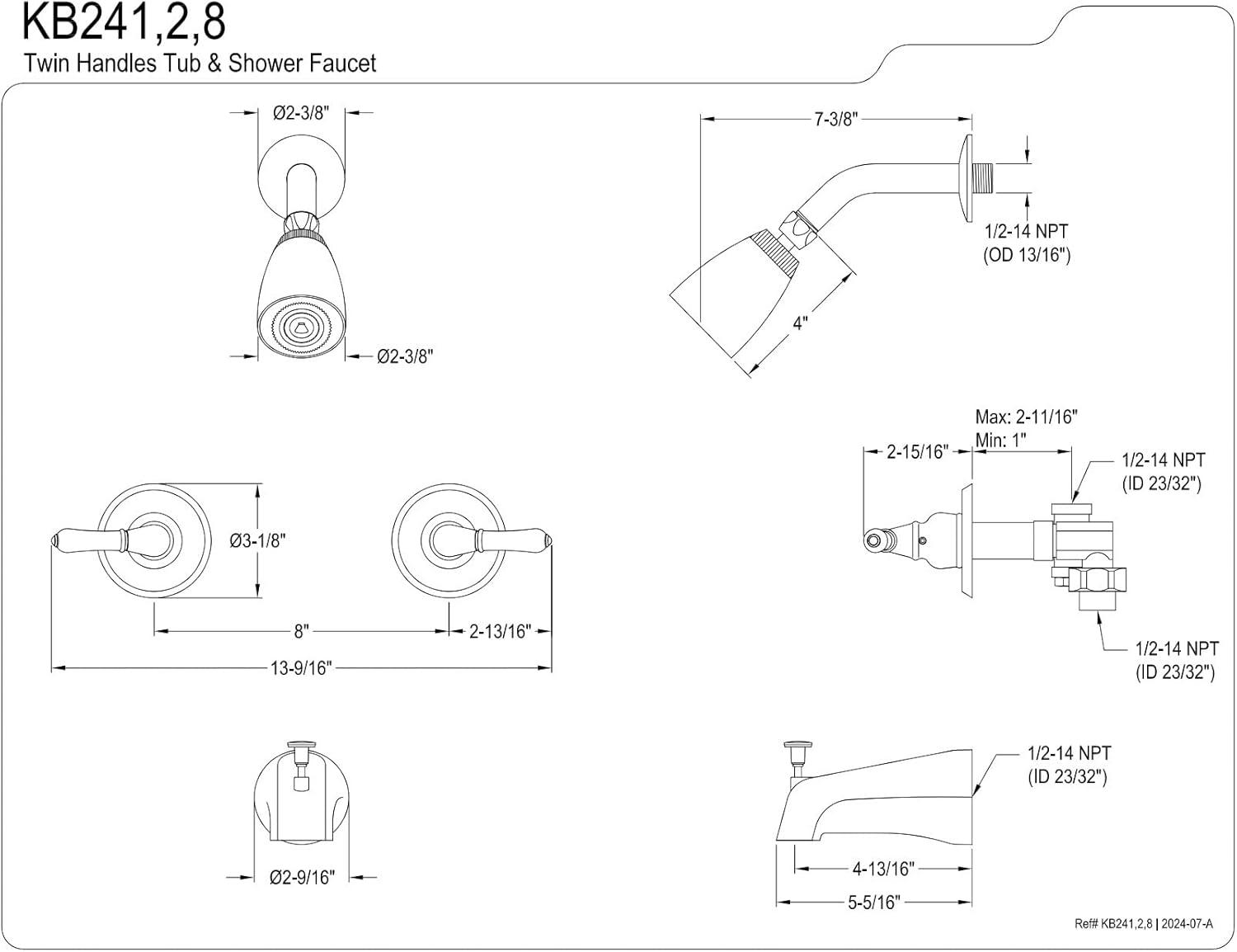 Kingston Brass Magellan Double-Handle Tub and Shower Faucet