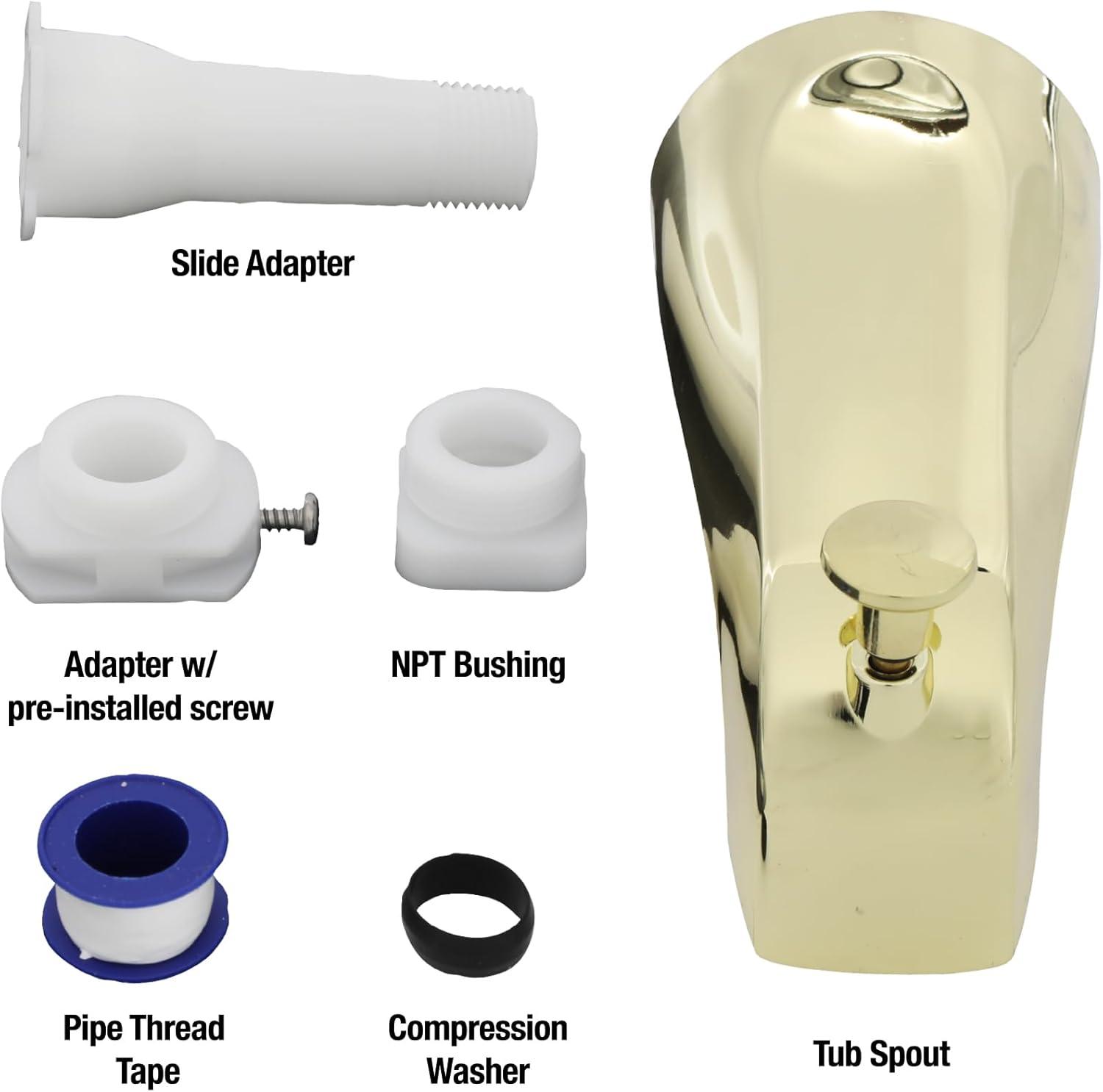 Danco 70-89265 Universal Tub Spout with Diverter, Polished Brass