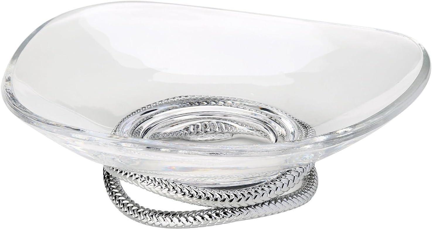 QIXIAN Braid Centerpiece Bowl | Fruit Display Bowl | Decorative Bowl for Table Décor or Kitchen Counter | Chrome Plate and Glass | Modern Centerpiece | 11-Inch