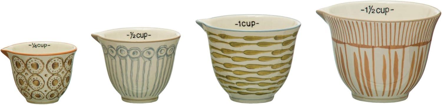 Multicolor Stoneware Measuring Cups with Pour Spout, Set of 4