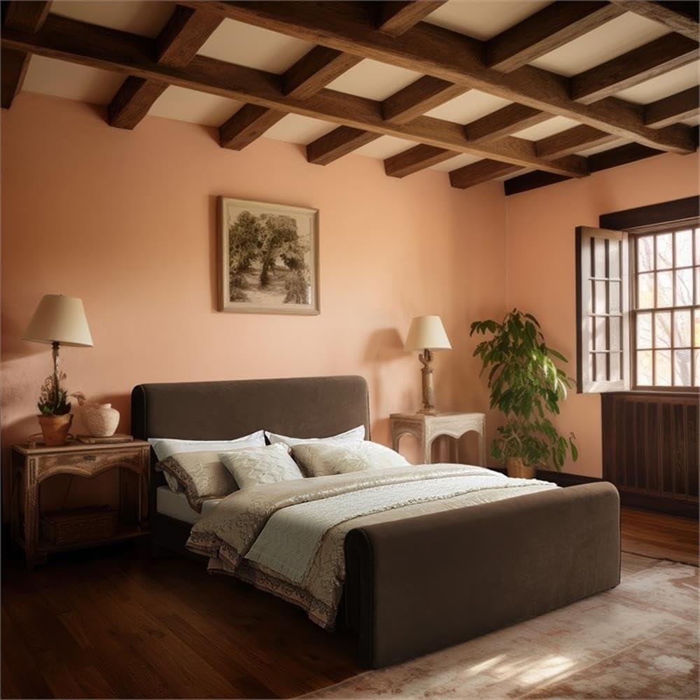 Meridian Furniture Sloan Brown Velvet Queen Bed