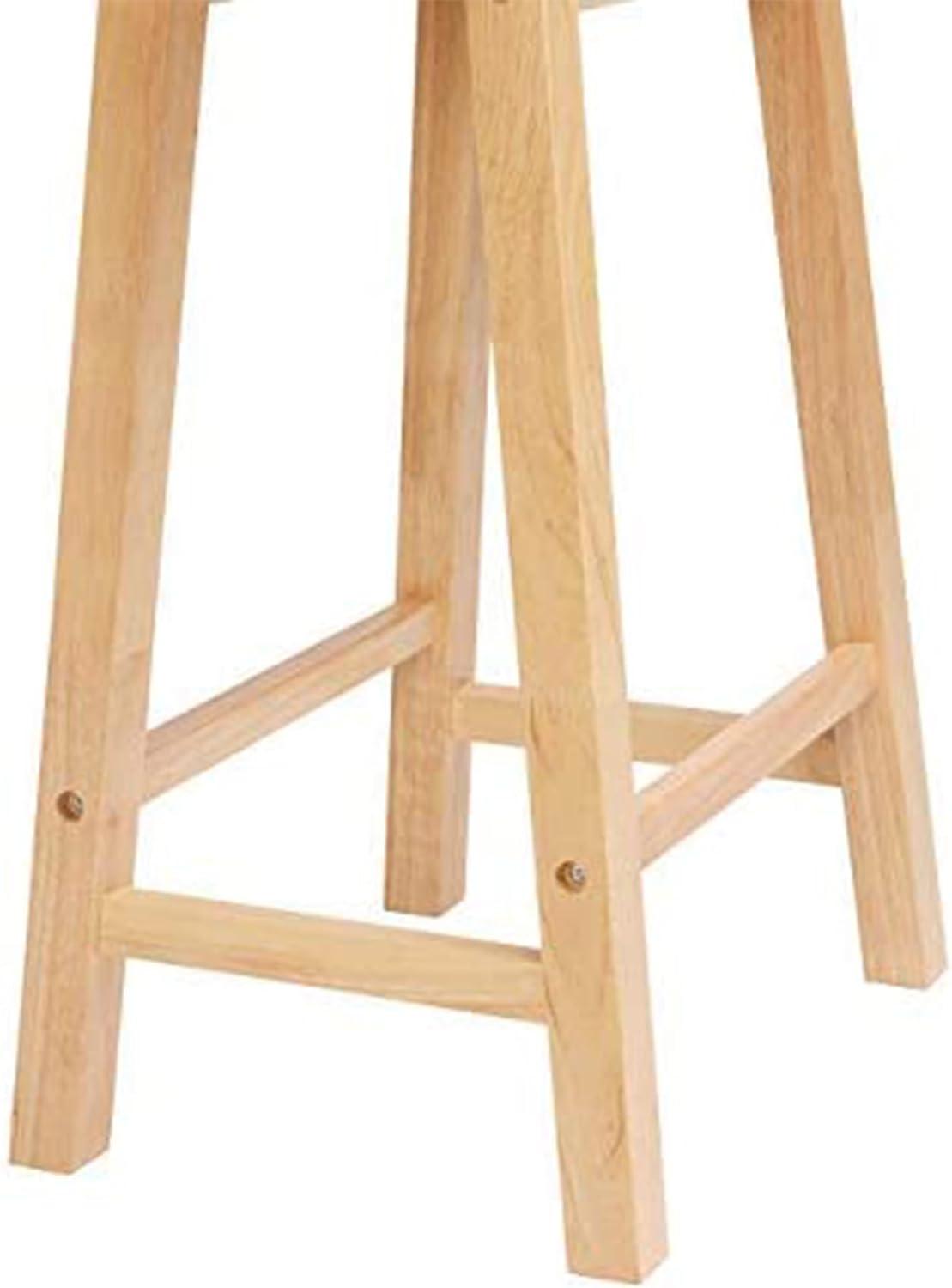 PJ Wood Classic Saddle-Seat 29" Tall Kitchen Counter Stool for Homes, Dining Spaces, and Bars w/ Backless Seat, 4 Square Legs, Natural (2 Pack)