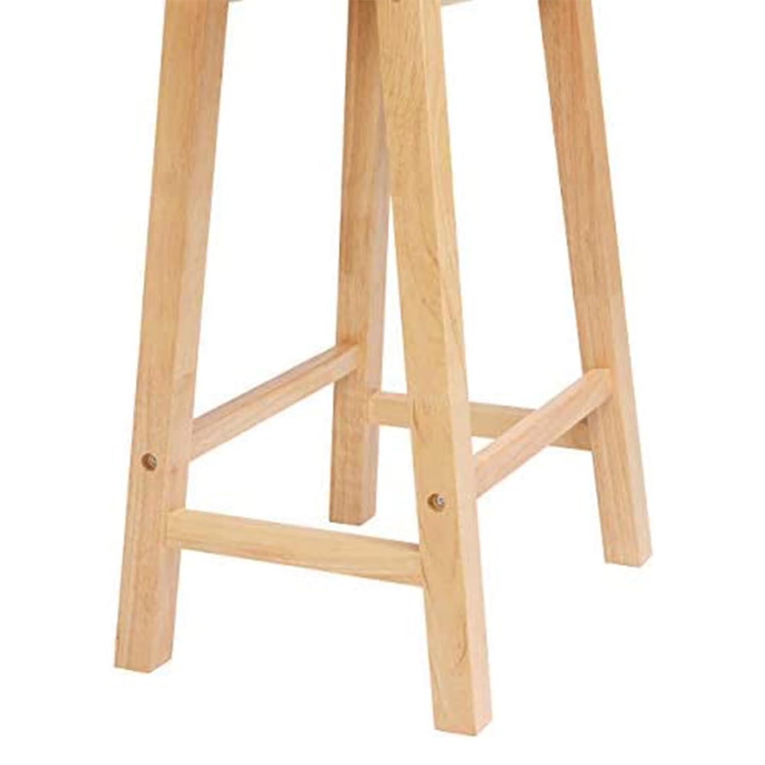 PJ Wood Classic Saddle-Seat 29" Tall Kitchen Counter Stool for Homes, Dining Spaces, and Bars w/ Backless Seat, 4 Square Legs, Natural (2 Pack)