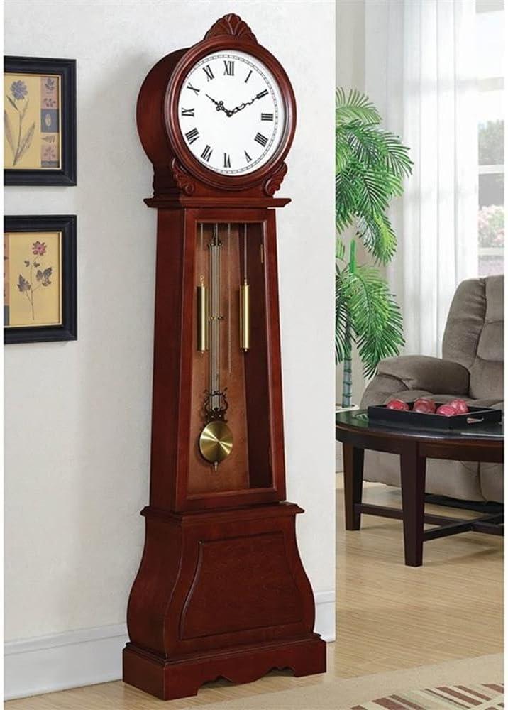 Coaster Traditional Wood Grandfather Clock with Chime in Brown