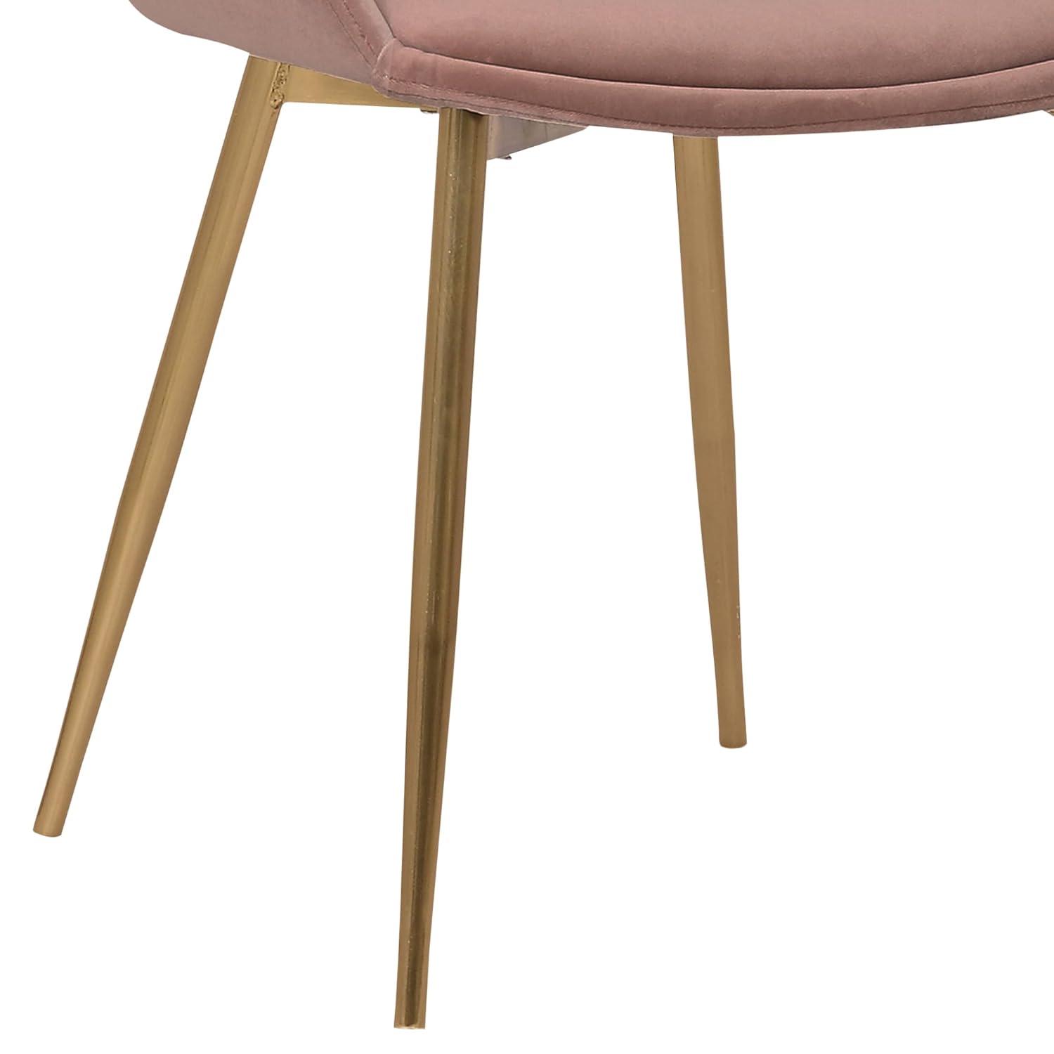 High Back Pink Velvet Upholstered Arm Chair with Metal Legs