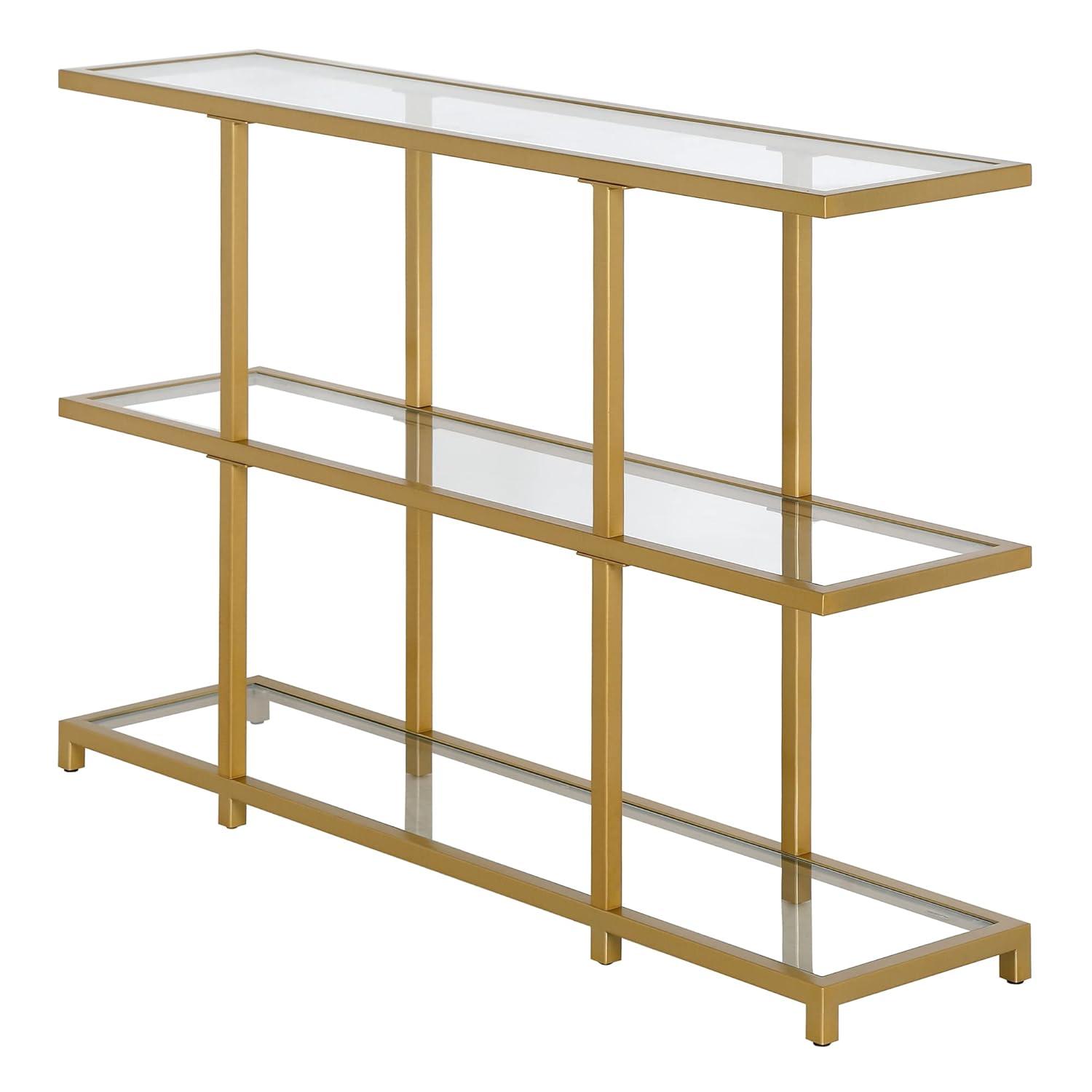 Evelyn&Zoe Greenwich 42" Wide Rectangular Console Table, Brass
