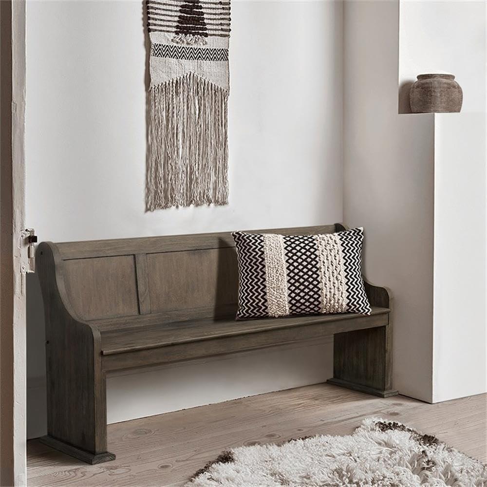 Lexicon Toulon Wood Dining Bench in Wire Brushed Dark Brown