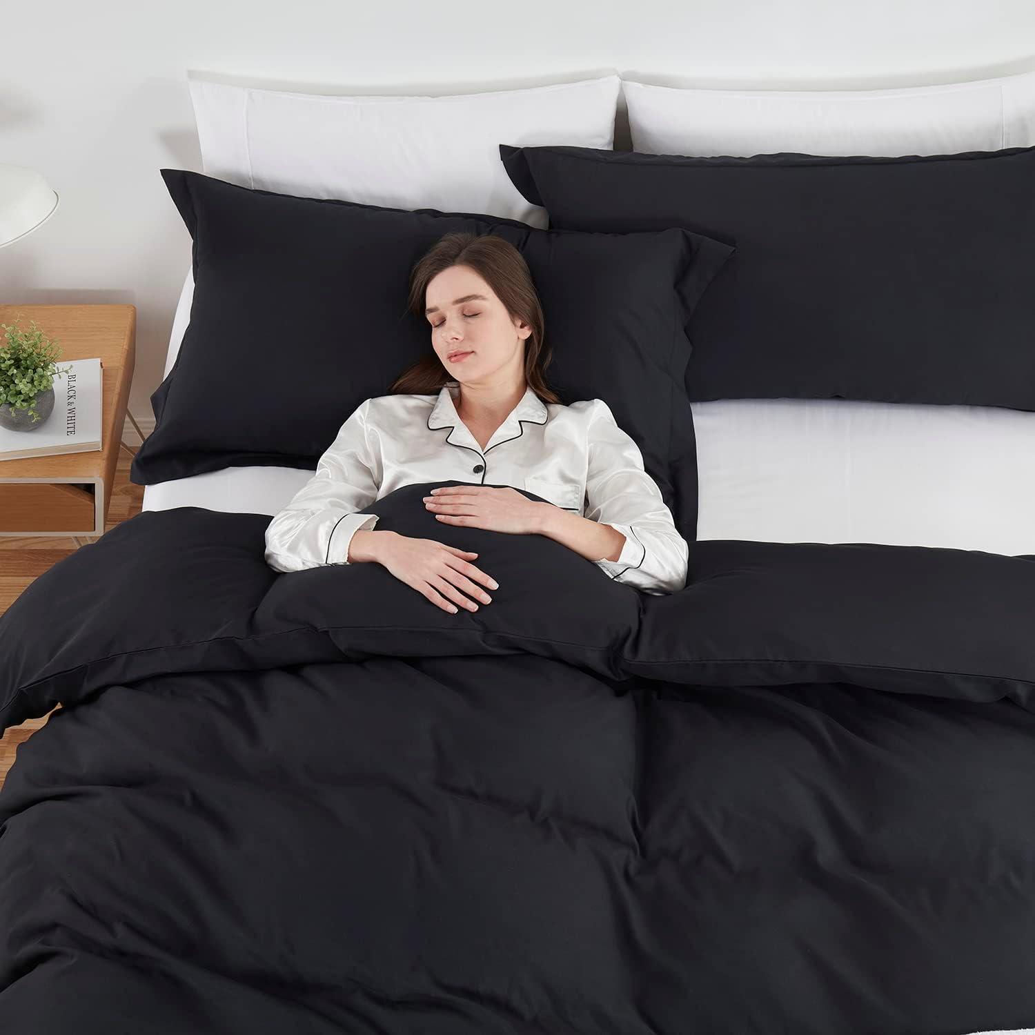 Full Black Double Brushed Duvet Cover Set by Bare Home