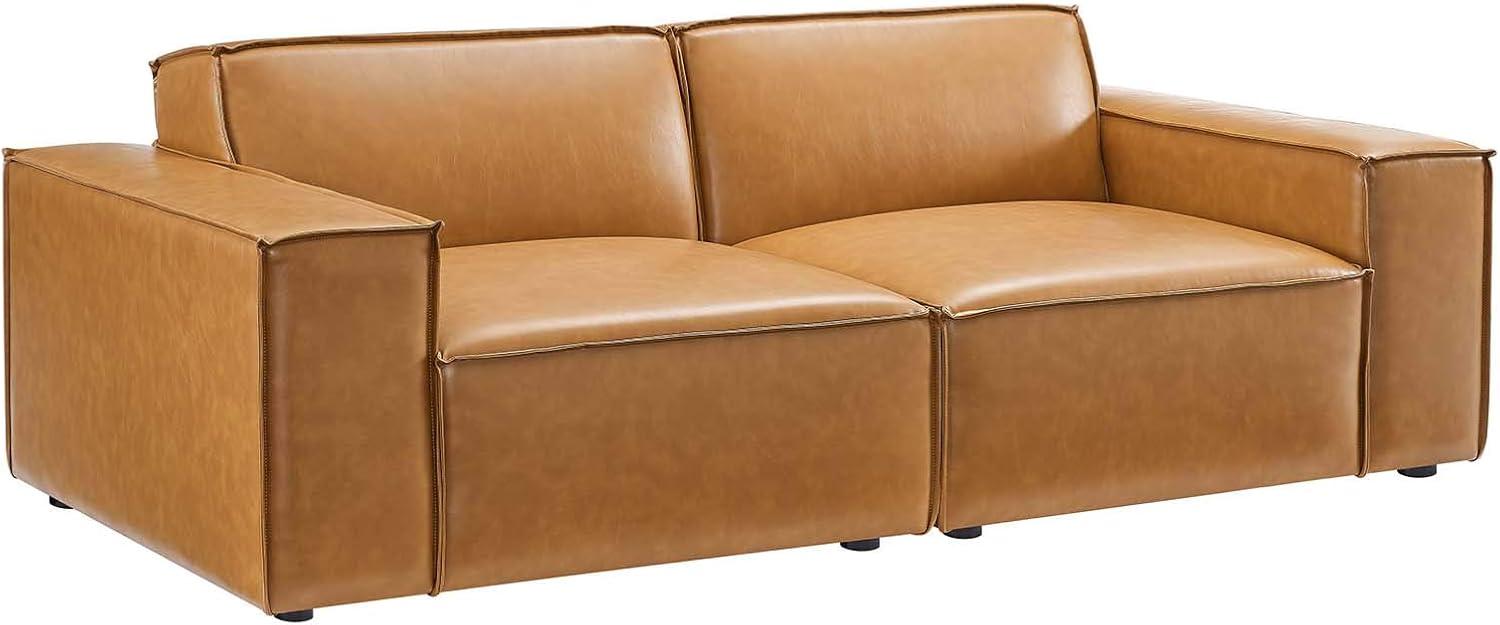 Modway Restore 2-Piece Faux Leather Upholstered Loveseat in Tan