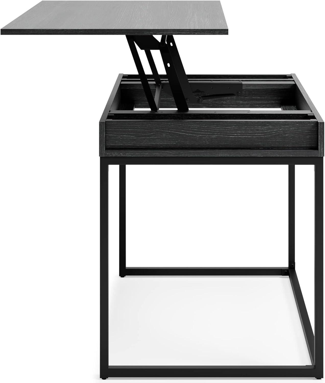 Sleek Black 36" Contemporary Home Office Desk with USB Port