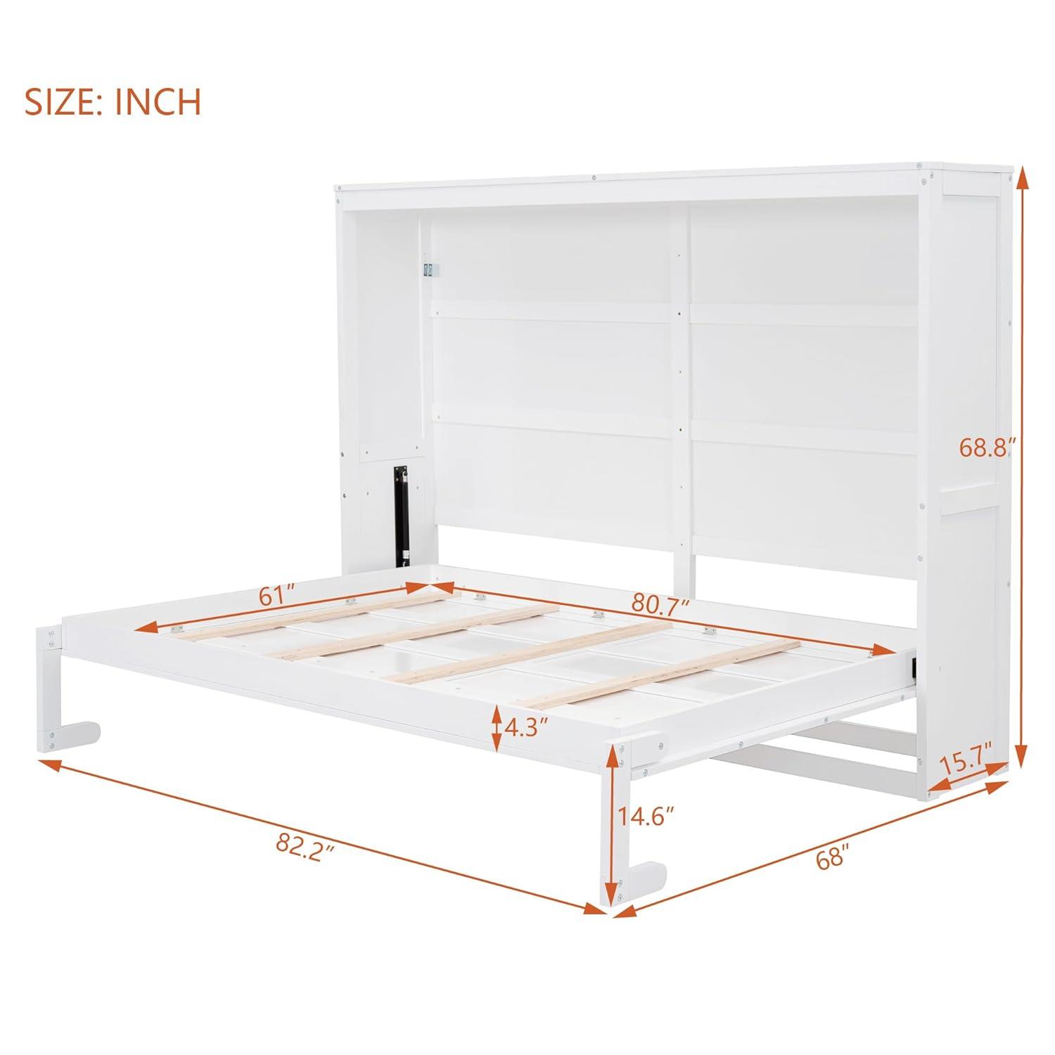 Queen Size Murphy Bed Wall Bed,Space-Saving Wall Bed for Multipurpose Rooms,Queen size murphy bed cabinet,Sleeping Arrangement for Multipurpose Area, Bedroom, Guest Room, or Living Room (White, Queen)
