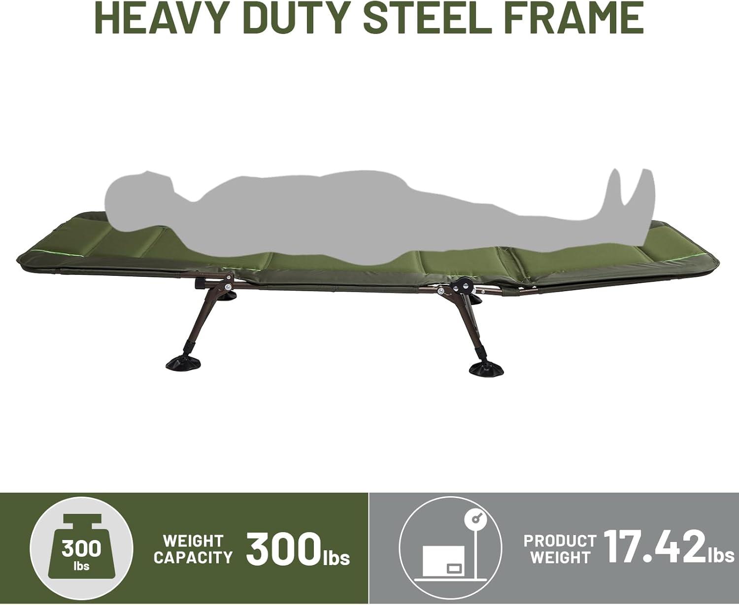 TIMBER RIDGE Camping Cot, Camping Cots for Adults with Comfortable Camping Mattress, Portable Folding Bed, Sleeping Cot, Heavy Duty Tent Cot for Travel, Camping Bed