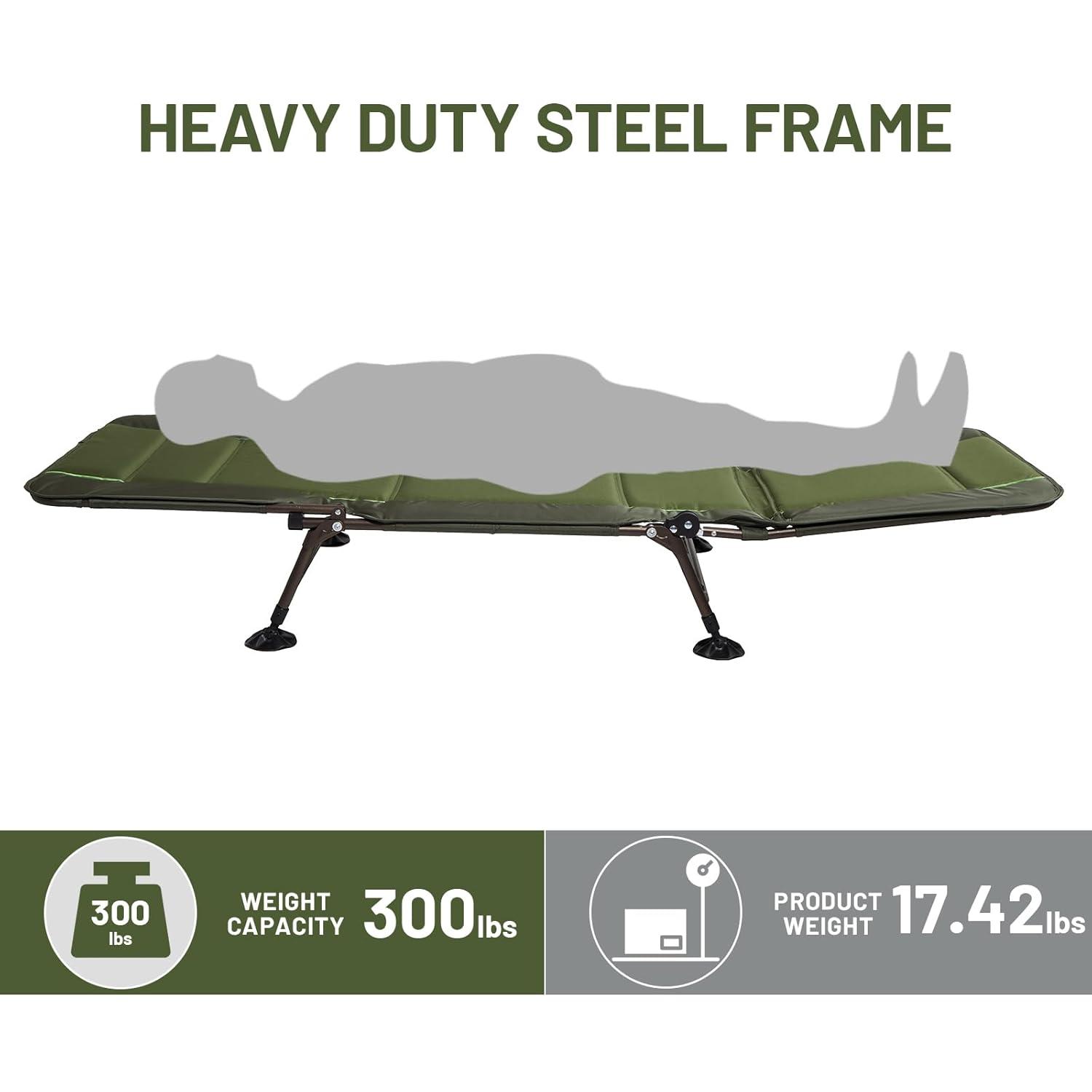 TIMBER RIDGE Camping Cot, Camping Cots for Adults with Comfortable Camping Mattress, Portable Folding Bed, Sleeping Cot, Heavy Duty Tent Cot for Travel, Camping Bed