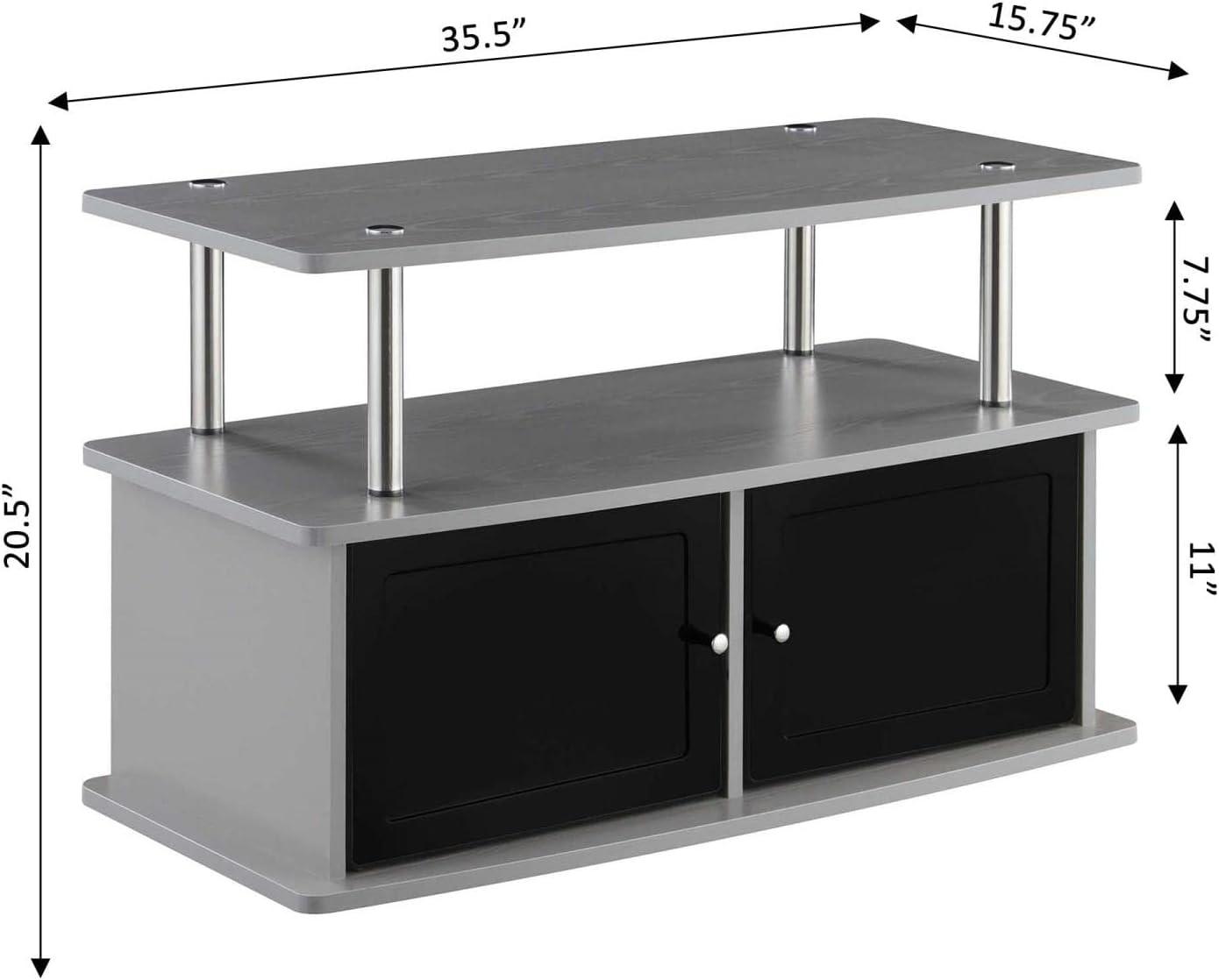 Convenience Concepts Designs2Go TV Stand with 2 Storage Cabinets and Shelf for TVs up to 40", Gray