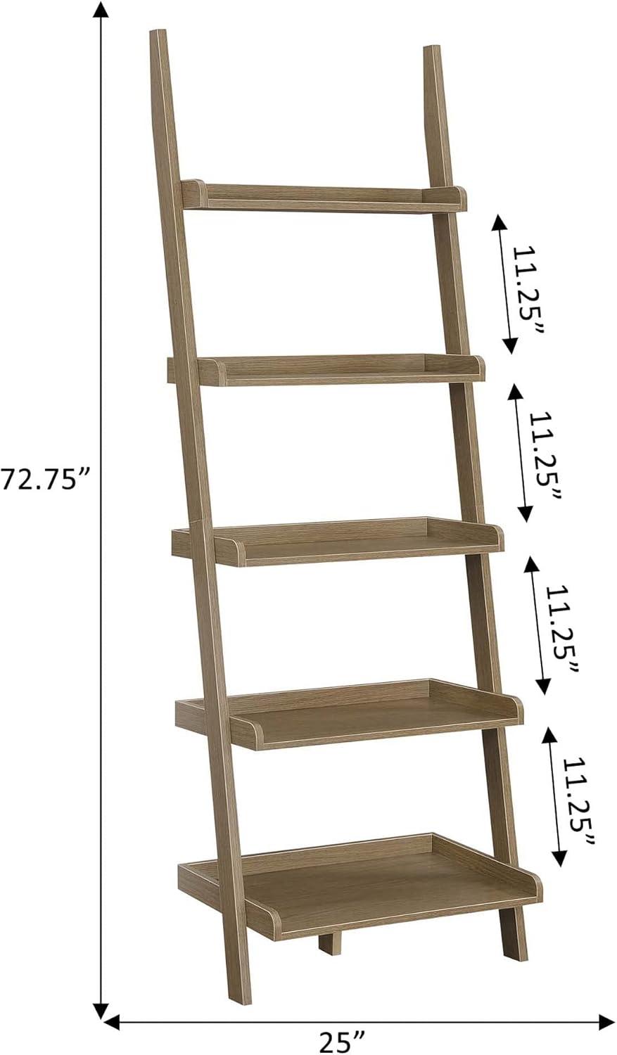 Convenience Concepts American Heritage 5-Shelf Ladder Bookcase, Driftwood