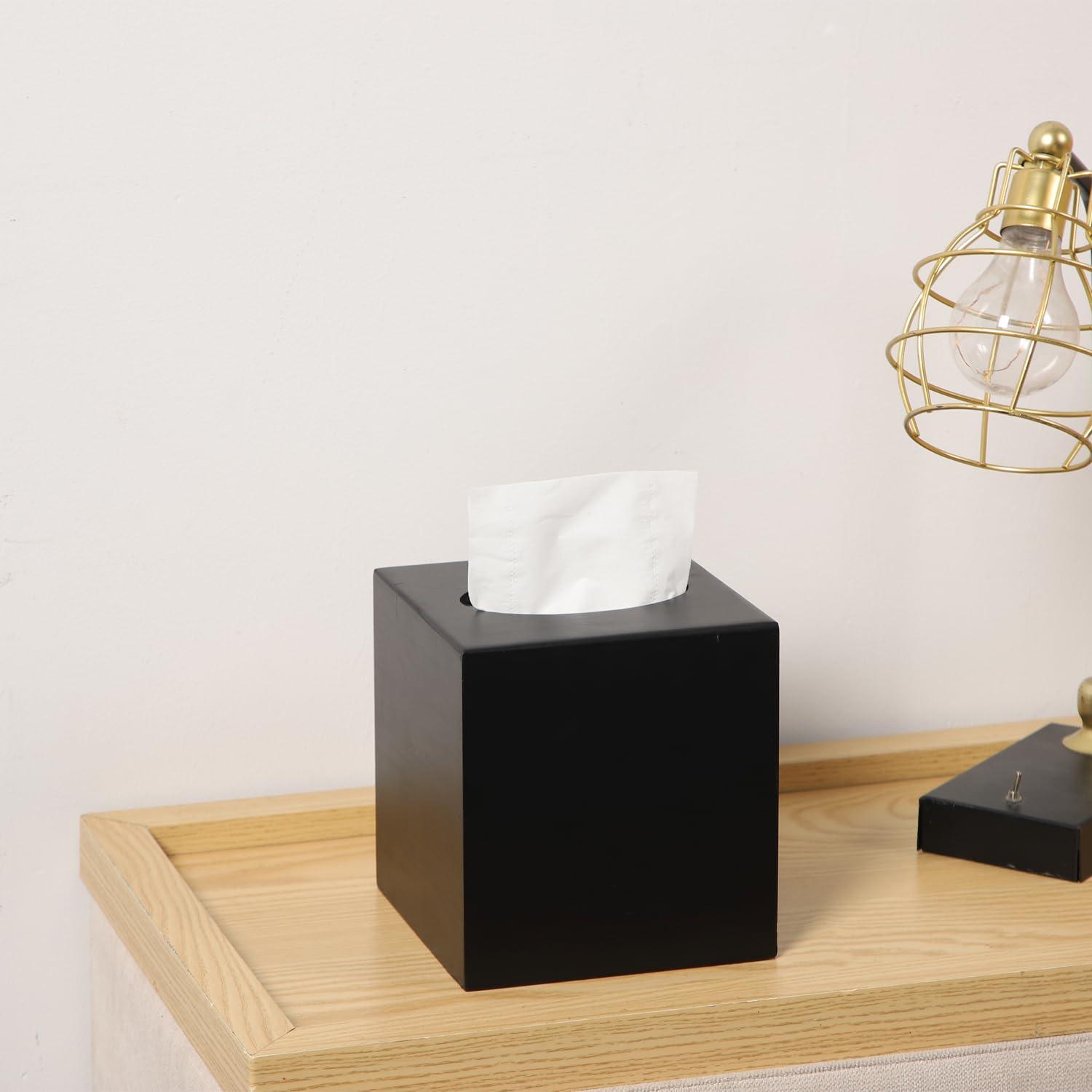 Hokku Designs Square Camphorwood Tissue Box Cover, Bottom Can Slide Out, Suitable For Bathroom, Bedroom, Dining Table, Office