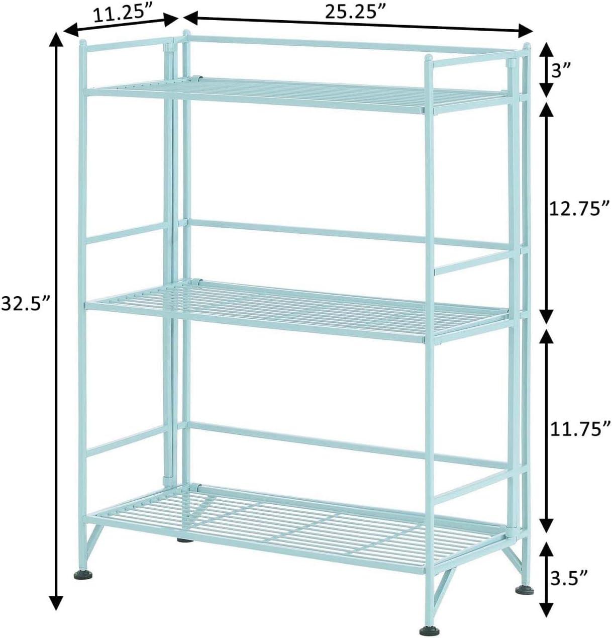 Convenience Concepts Xtra Storage 3 Tier Wide Folding Metal Shelf, Multiple Finishes