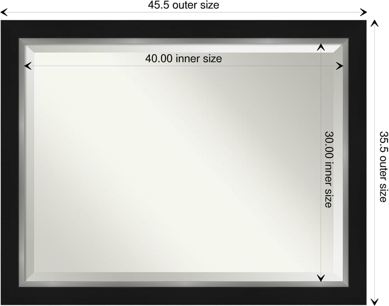 Amanti Art Beveled Bathroom Wall Mirror - Eva Black Silver Frame Eva Black Silver Outer Size: 45 x 35 in