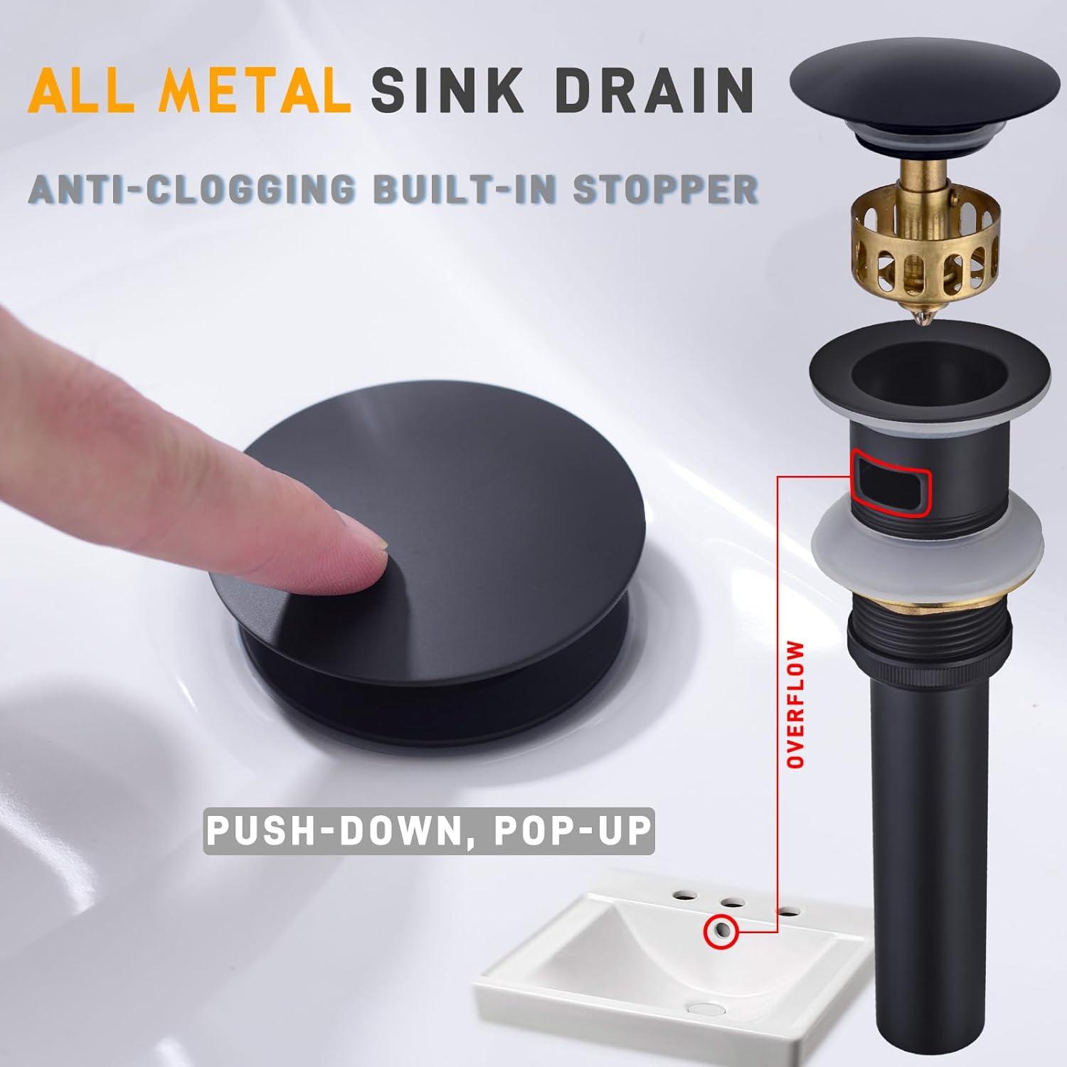 2 Handle 8 Inch Widespread Waterfall Bathroom Sink Faucet with Drain