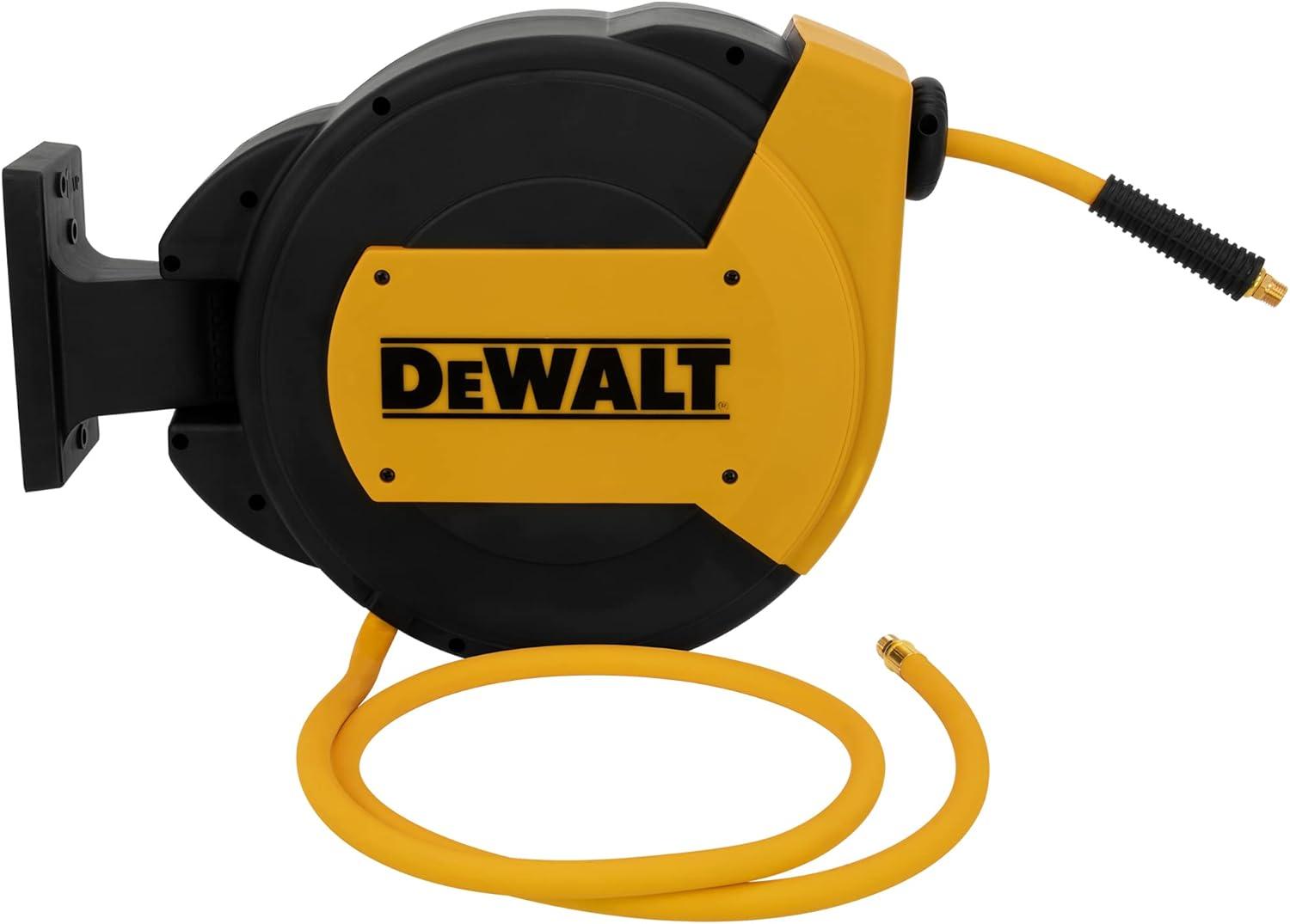 DEWALT 3/8" x 50' Black and Yellow Enclosed Hose Reel