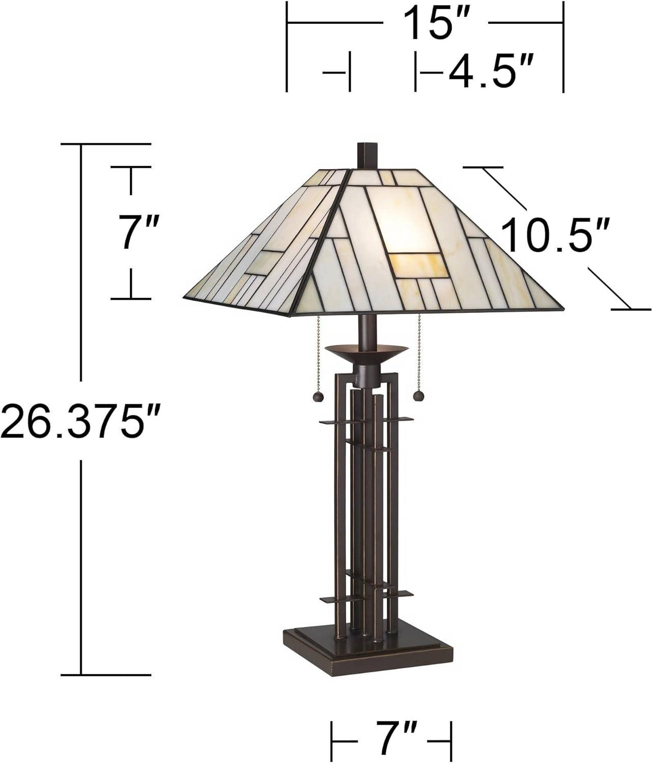 Tiffany Style 28" Bronze Stained Glass Table Lamp