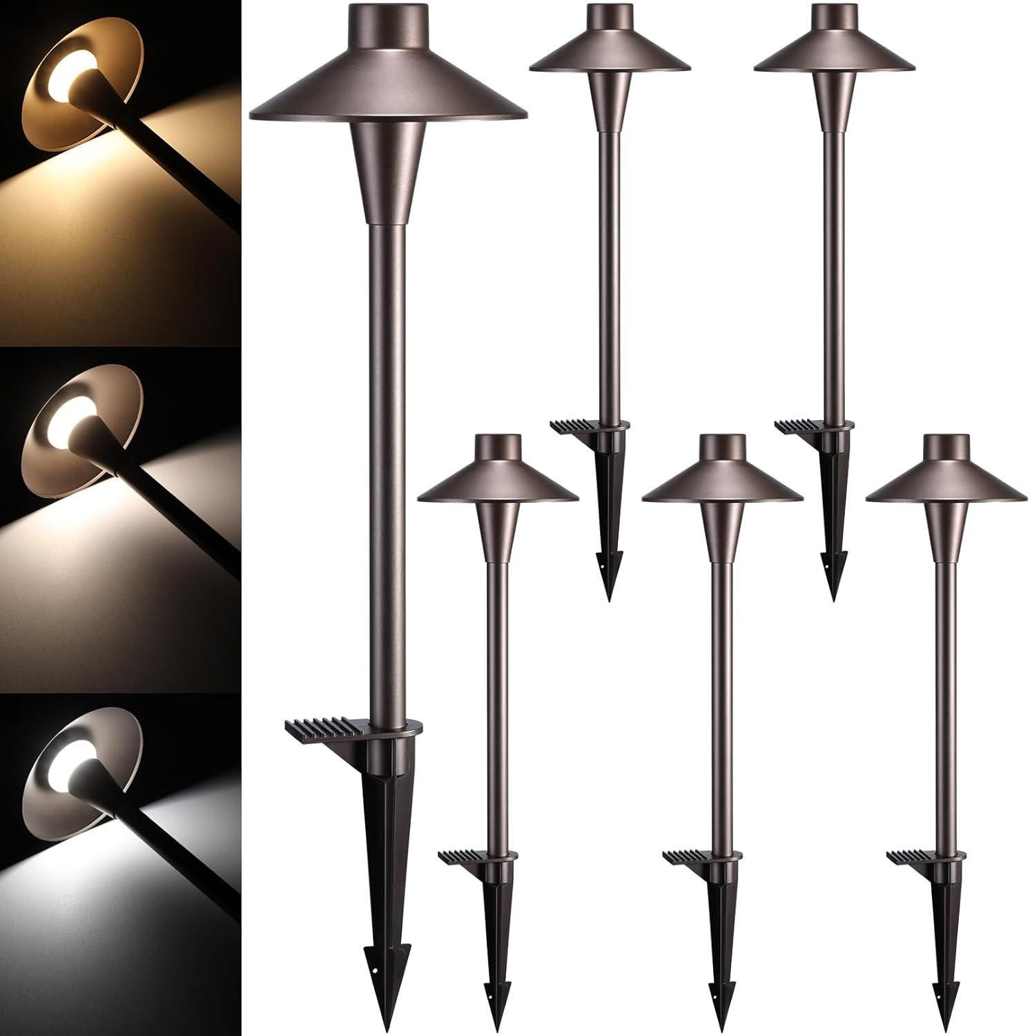 3CCT Low Voltage Landscape Pathway Lights, 5W LED Landscape Path Light, Aluminum, Oil Rubbed Bronze (Set of 12)