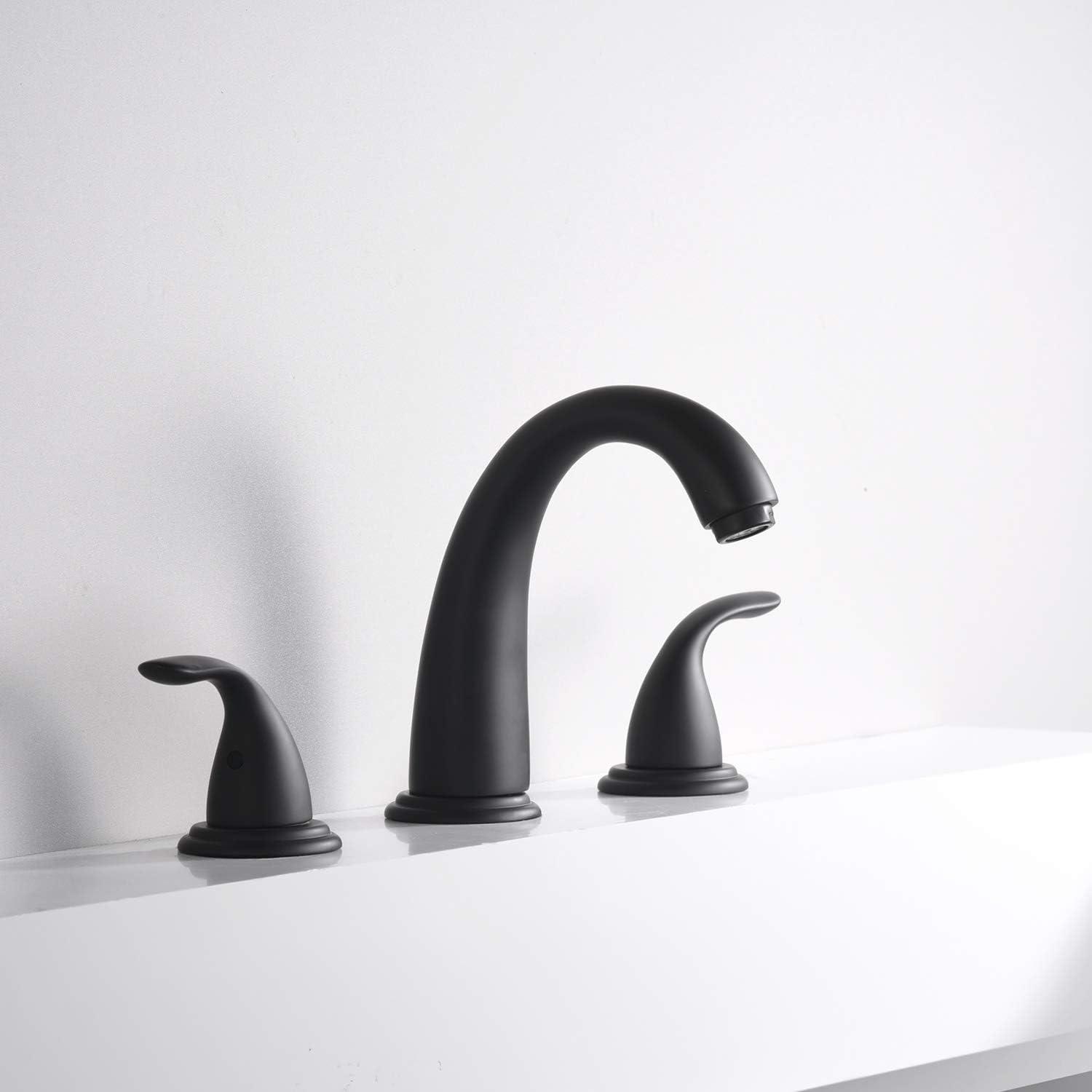 Sumerain Matte Black Roman Tub Faucet with Valve, 3 Hole Deck Mount Bathtub Faucet High Flow