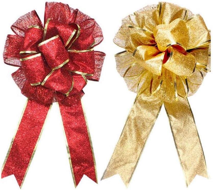 Gold Bows High quality polyester Wreaths Bows Christmas Tree Topper for Wedding Holiday Birthday Party Decoration 5.9x5.9 inch