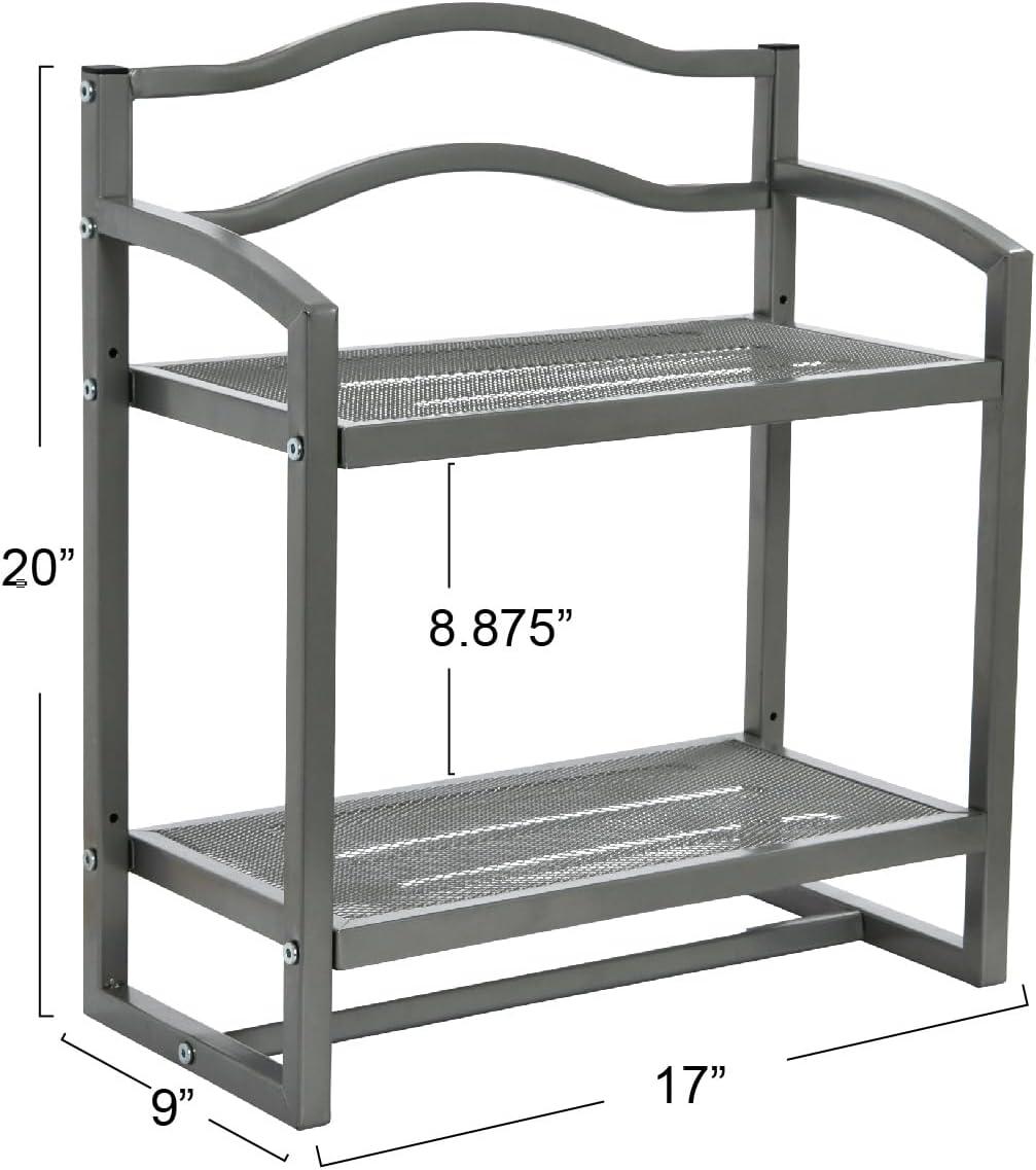 Household Essentials 2 Tier Metal Wall Mount Bathroom Storage Rack Silver