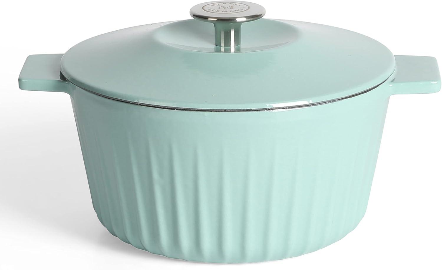 Blue Enameled Cast Iron 3-Quart Ribbed Dutch Oven