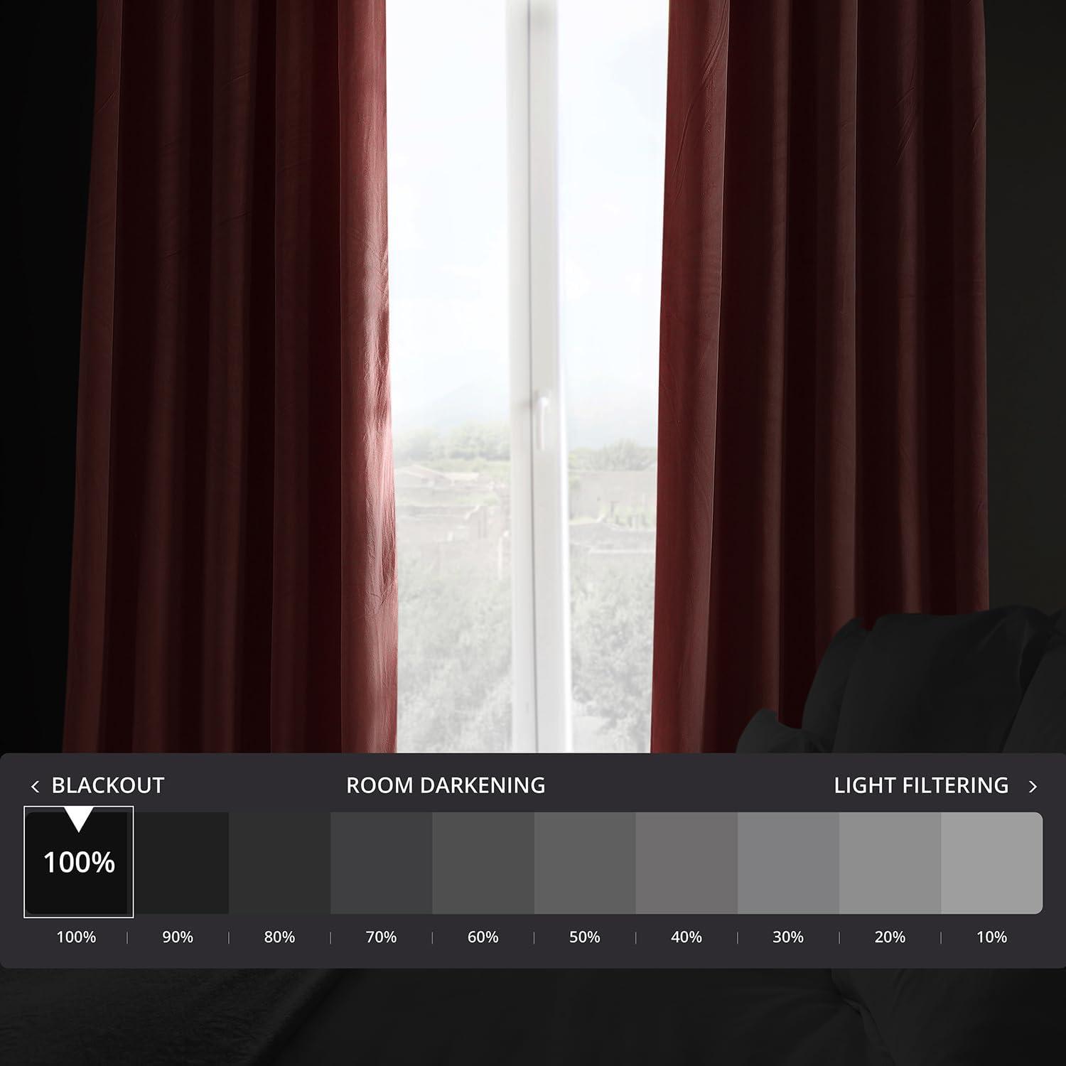 Half Price Drapes Signature Crimson Rust Velvet Blackout Curtains For Bedroom(1 Panel), 50WX 108L