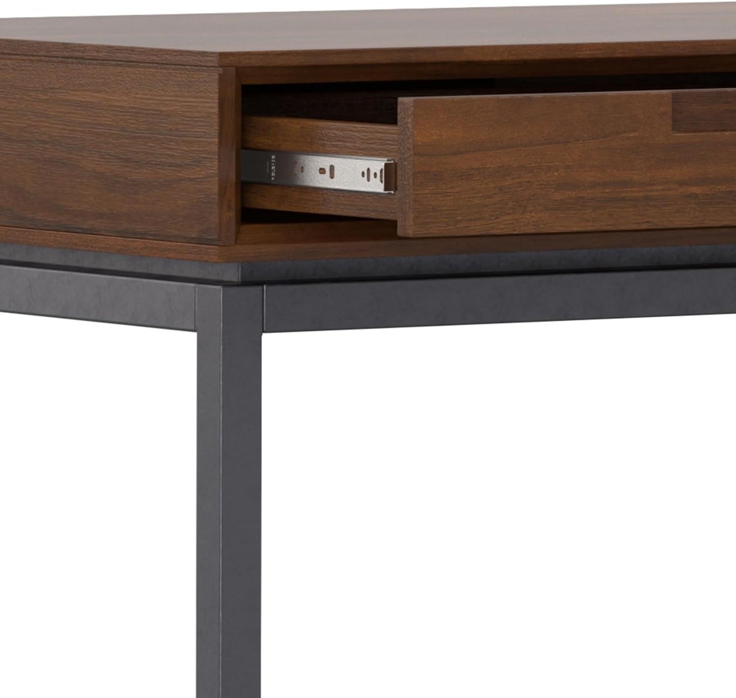 Simpli Home Banting Mid Century Wide Desk In Walnut Veneer