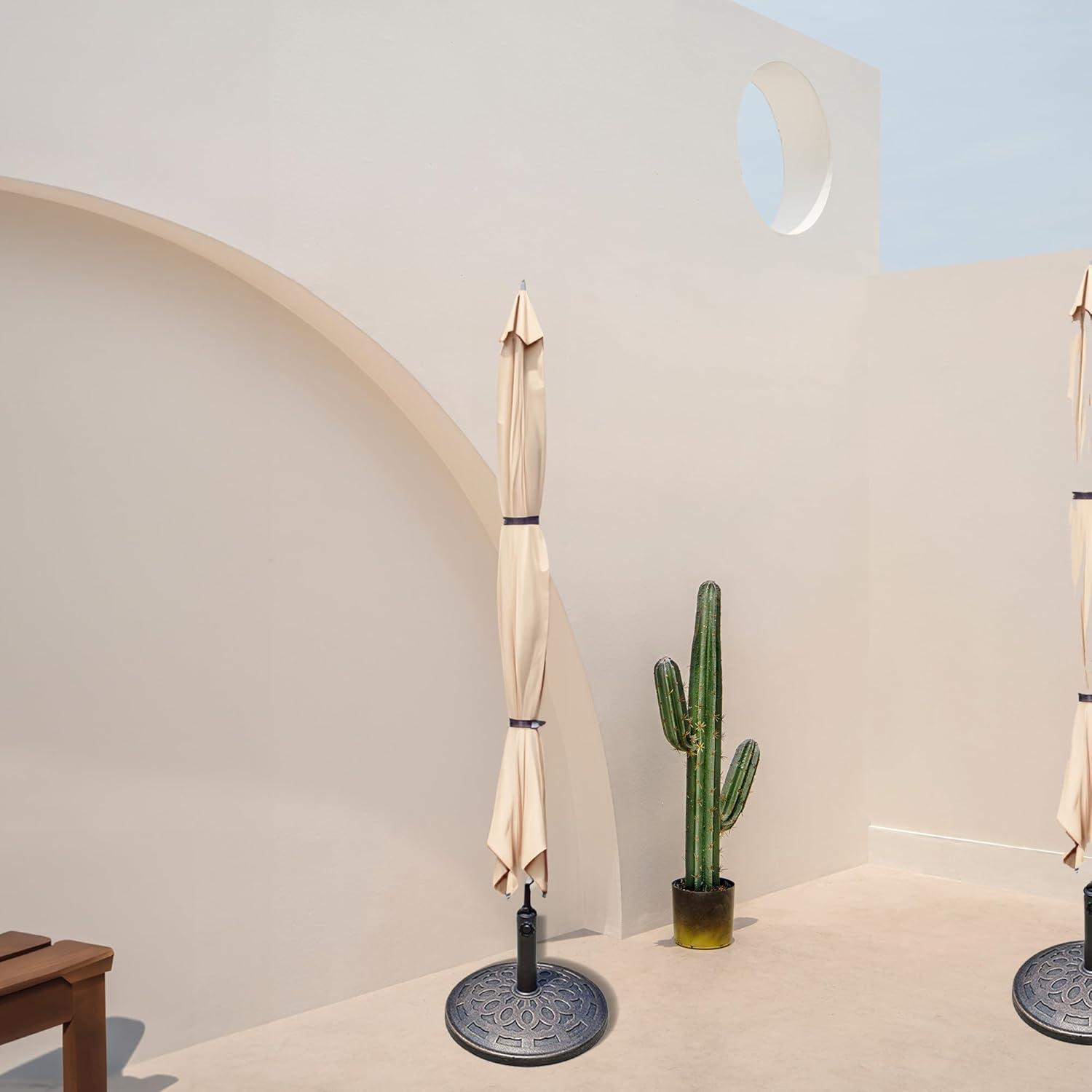 Four Seasons Courtyard Solid 18 Inch Round Base for 2 Inch Umbrella Poles to Shade Outdoor Backyard Garden, Patios, and Porches, Bronze