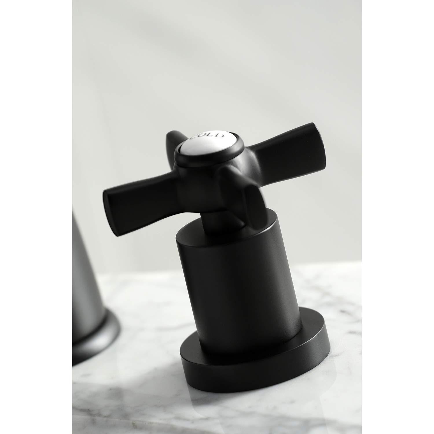 Kingston Brass Millennium Two-Handle 3-Hole Deck Mount Widespread Bathroom Faucet with Brass Pop-Up Drain