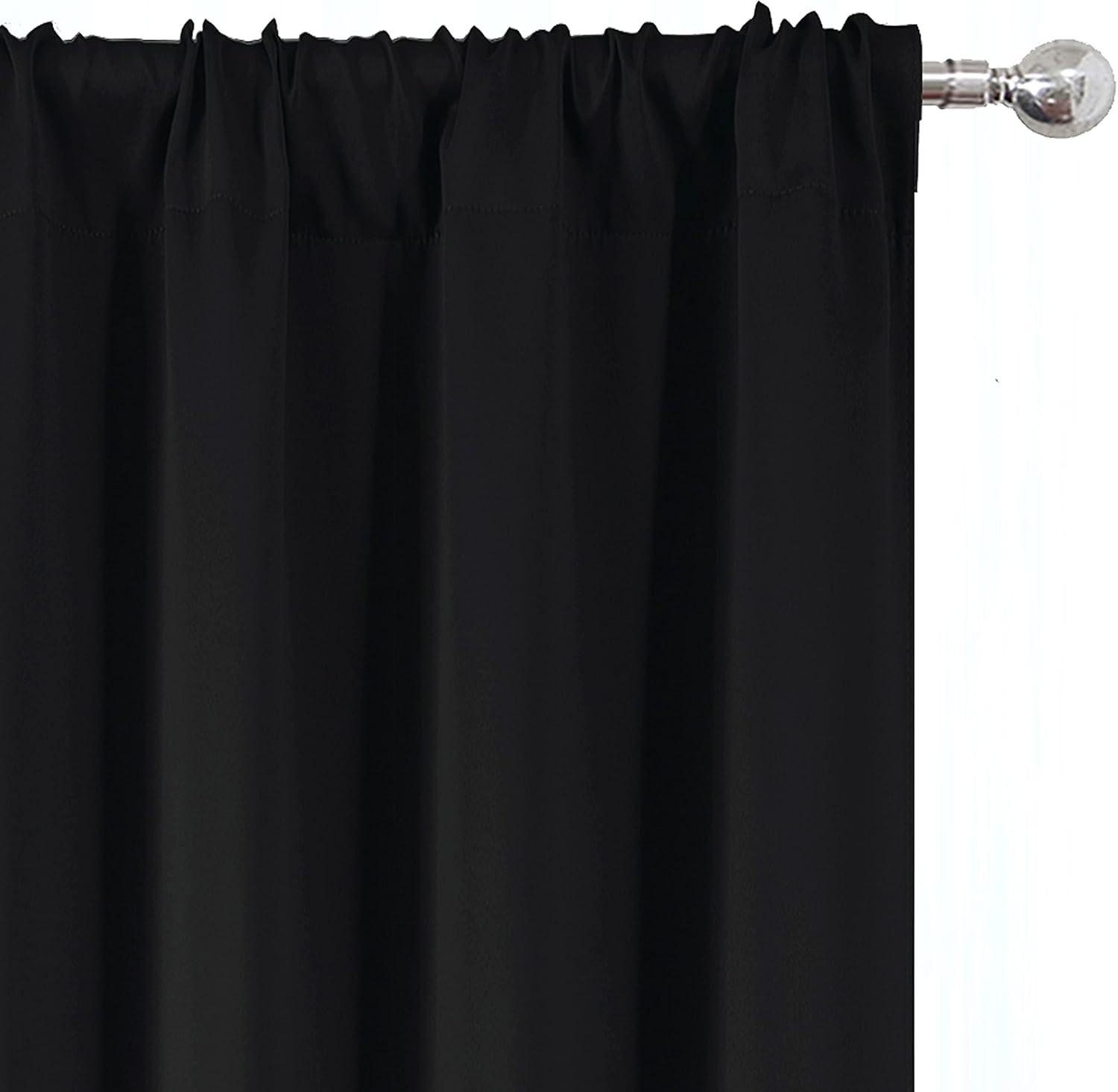 Coodeto Short Blackout Curtains Black, Set of 2, W52 x L63 - Blackout Curtains for Kitchen and Kids Bedroom
