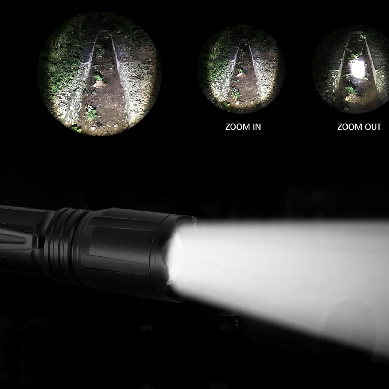 Upgraded Zoomable Red Flashlight, 4 Color in 1 Flash Light, Green Red Blue White Multi-Color RGBW Led with Memory for Night Vision, Fishing, Astronomy(Batteries Not Included)