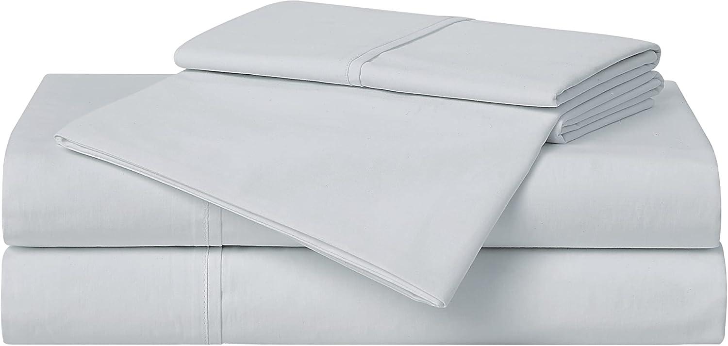 Twin Light Blue Organic Cotton Percale Sheet Set