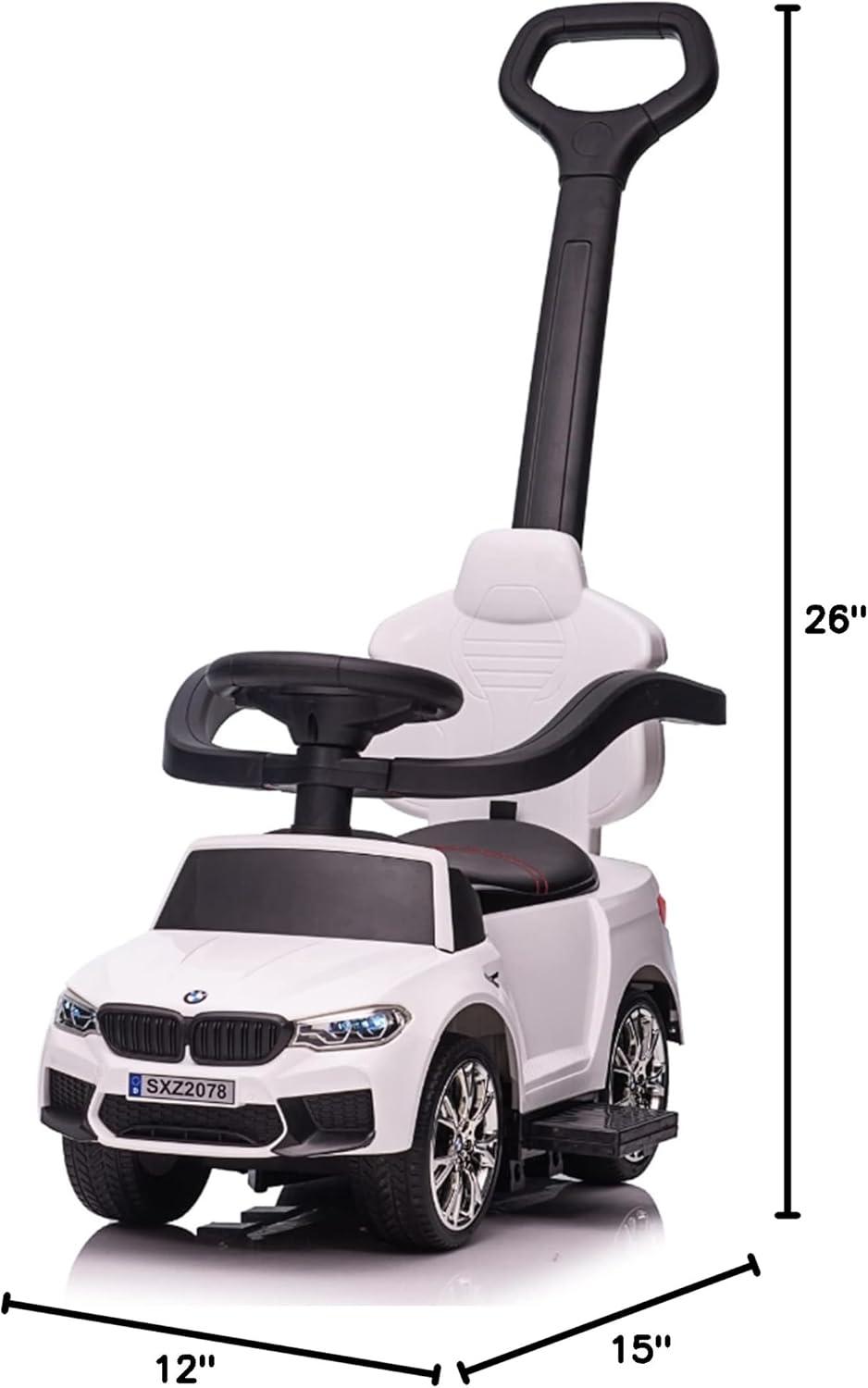 Towallmark Officially Licensed BMW Ride On Push Car for Toddlers, Push Car 4 in 1 with Horn, Adjustable Handle, Guardrails, Kids Ride on Toys Updated Large for 1-3 (White)