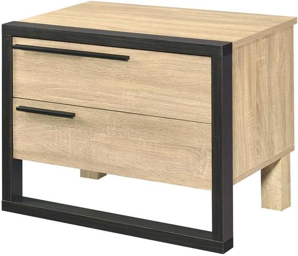 Acme Furniture 22" Erasto Accent Table Oak/Black Finish: Wood Composite Top, Metal Frame, No Assembly Required