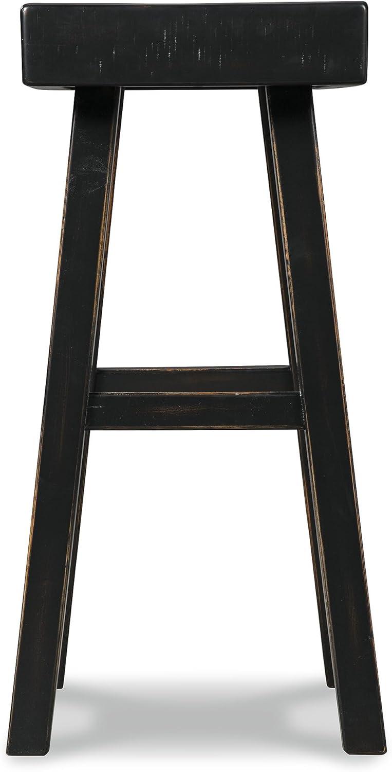 Transitional 31" Black Wood and Metal Saddle Barstool